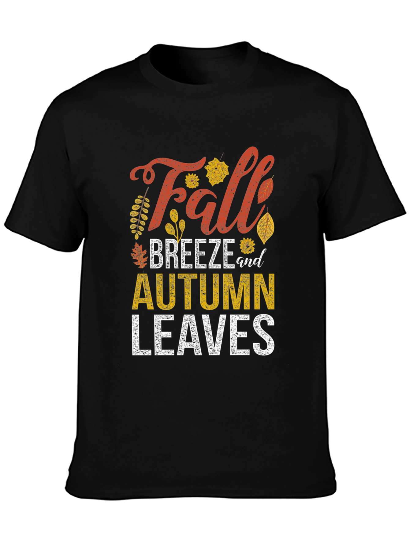 Black Fall Breeze & Autumn Leaves Graphic Tee view 3