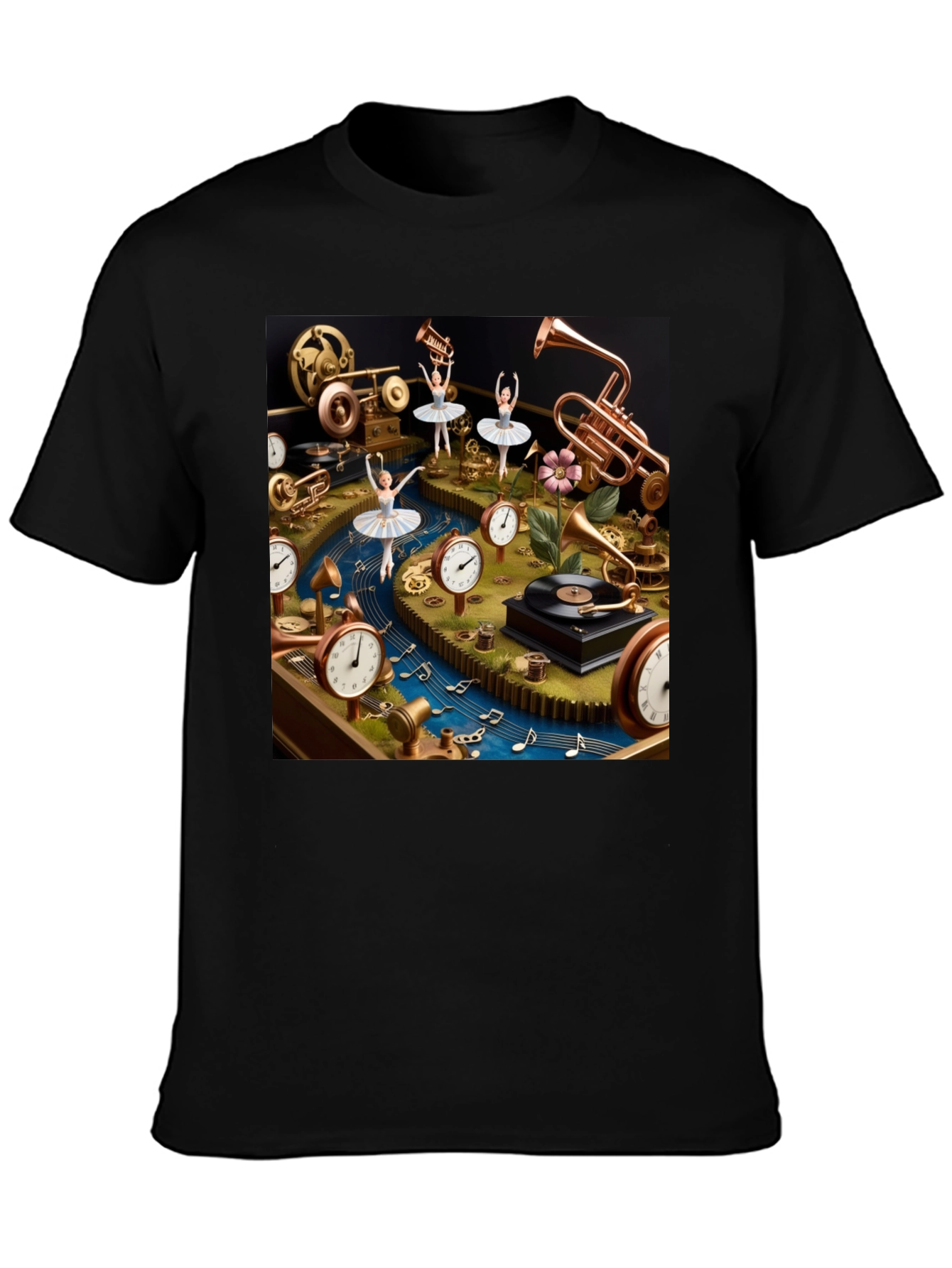 Black Steampunk Ballerina T-Shirt view 3