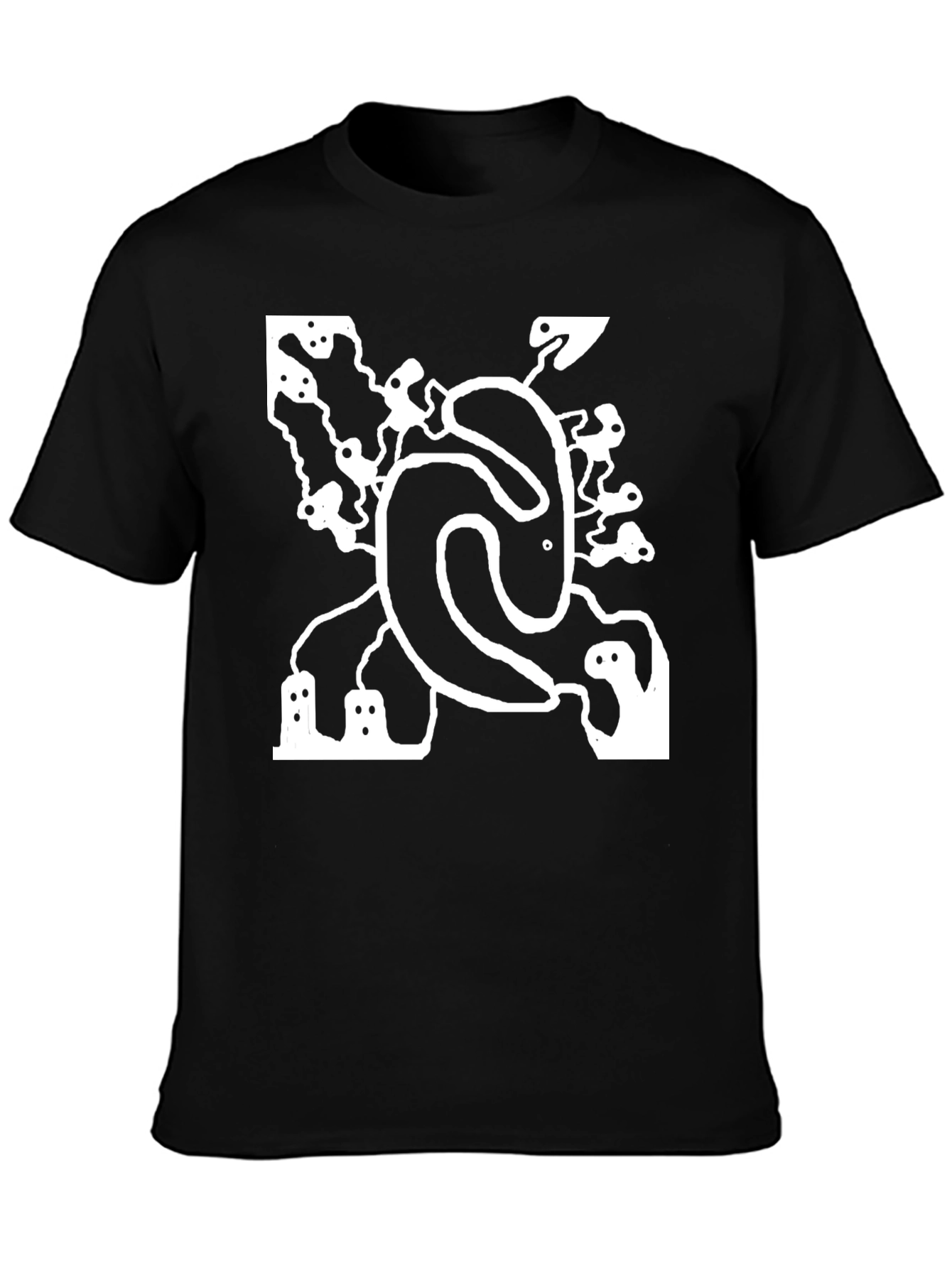 Black Abstract Graphic Print Black T-Shirt view 3