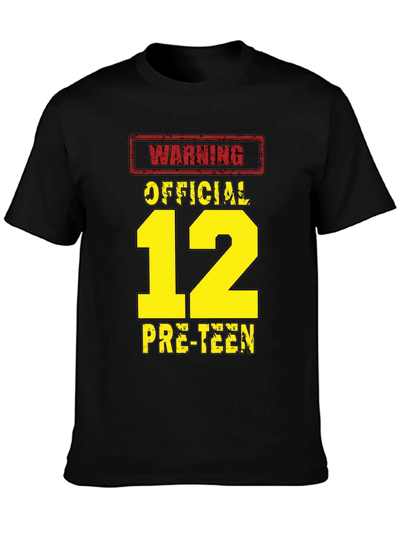 Black Warning Official 12 Pre-Teen T-Shirt view 3