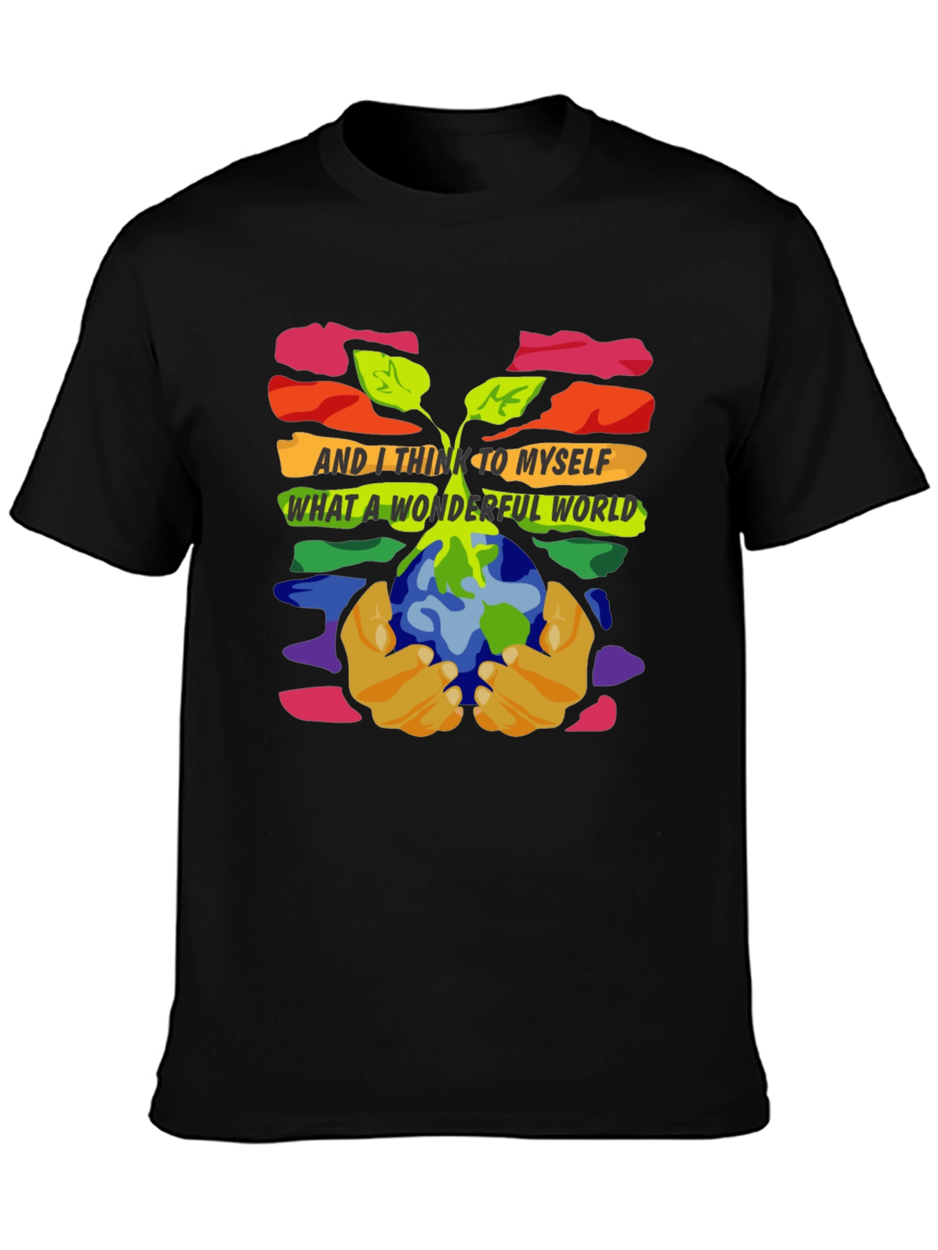 Black Wonderful World Graphic Tee - Unisex Black T-Shirt view 3