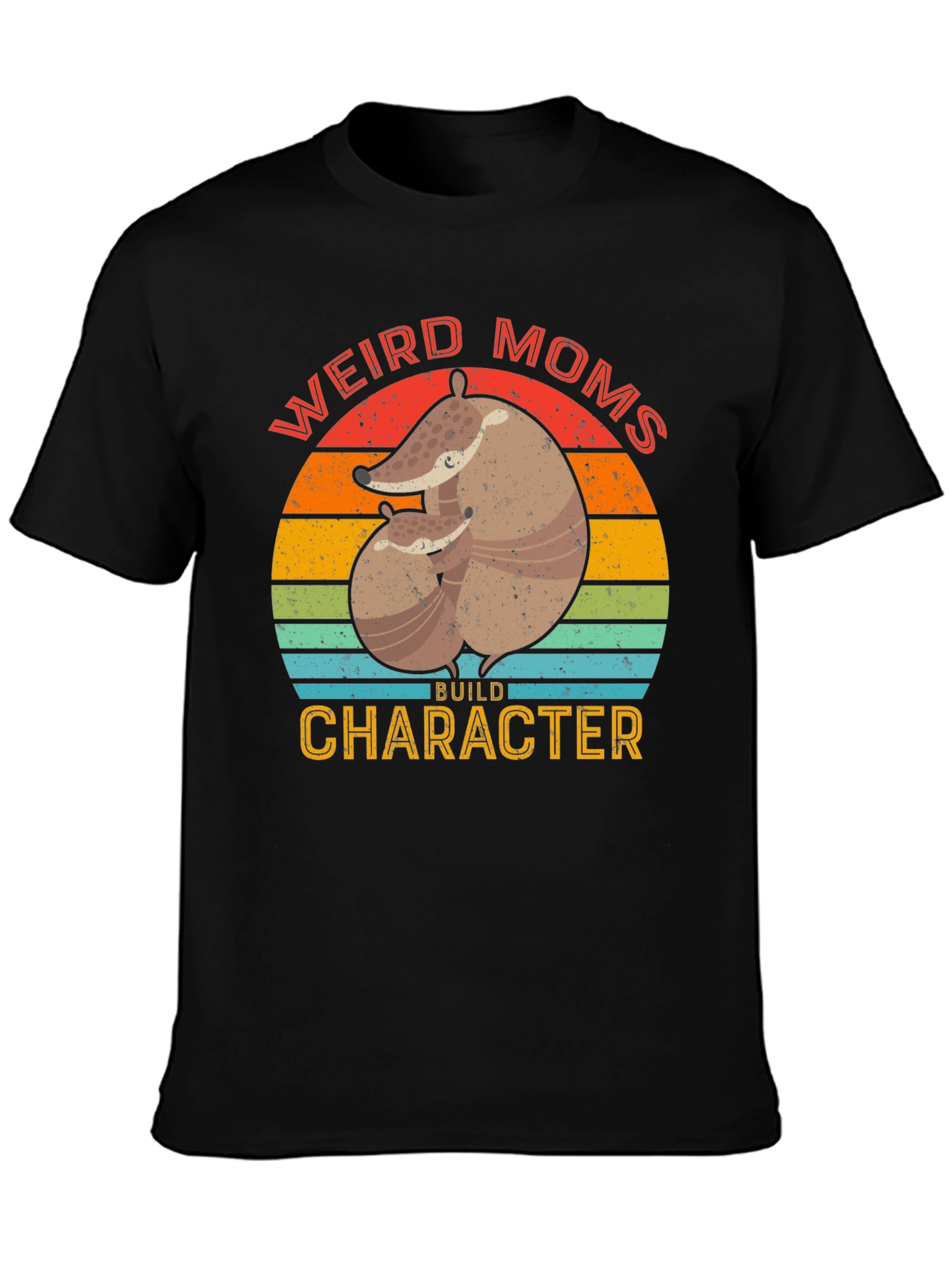 Black Weird Moms Build Character Armadillo T-Shirt view 3