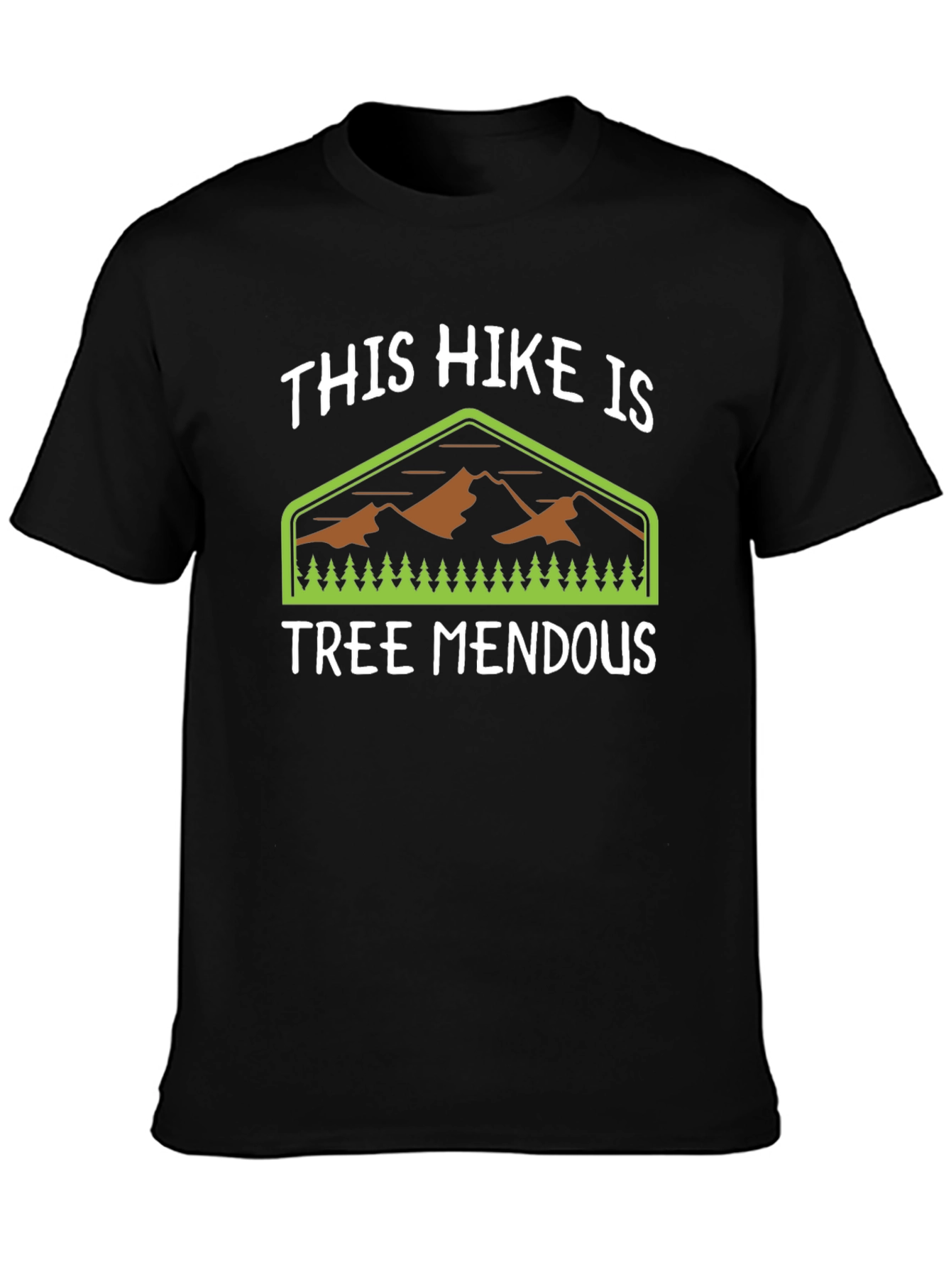 Black Funny Hiking T-Shirt - Tree Mendous Pun Tee view 3
