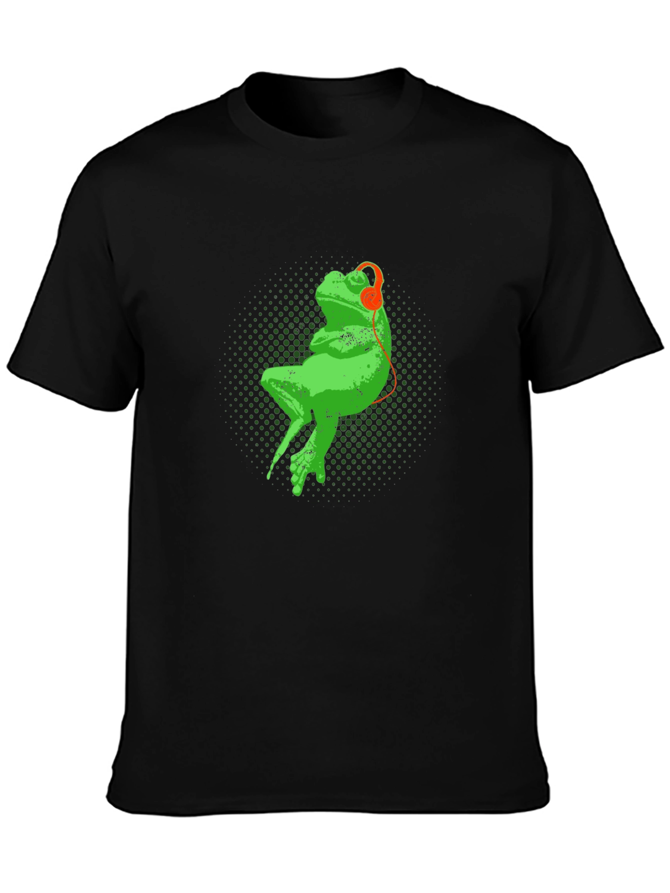 Black Frog in Headphones Graphic Tee view 3