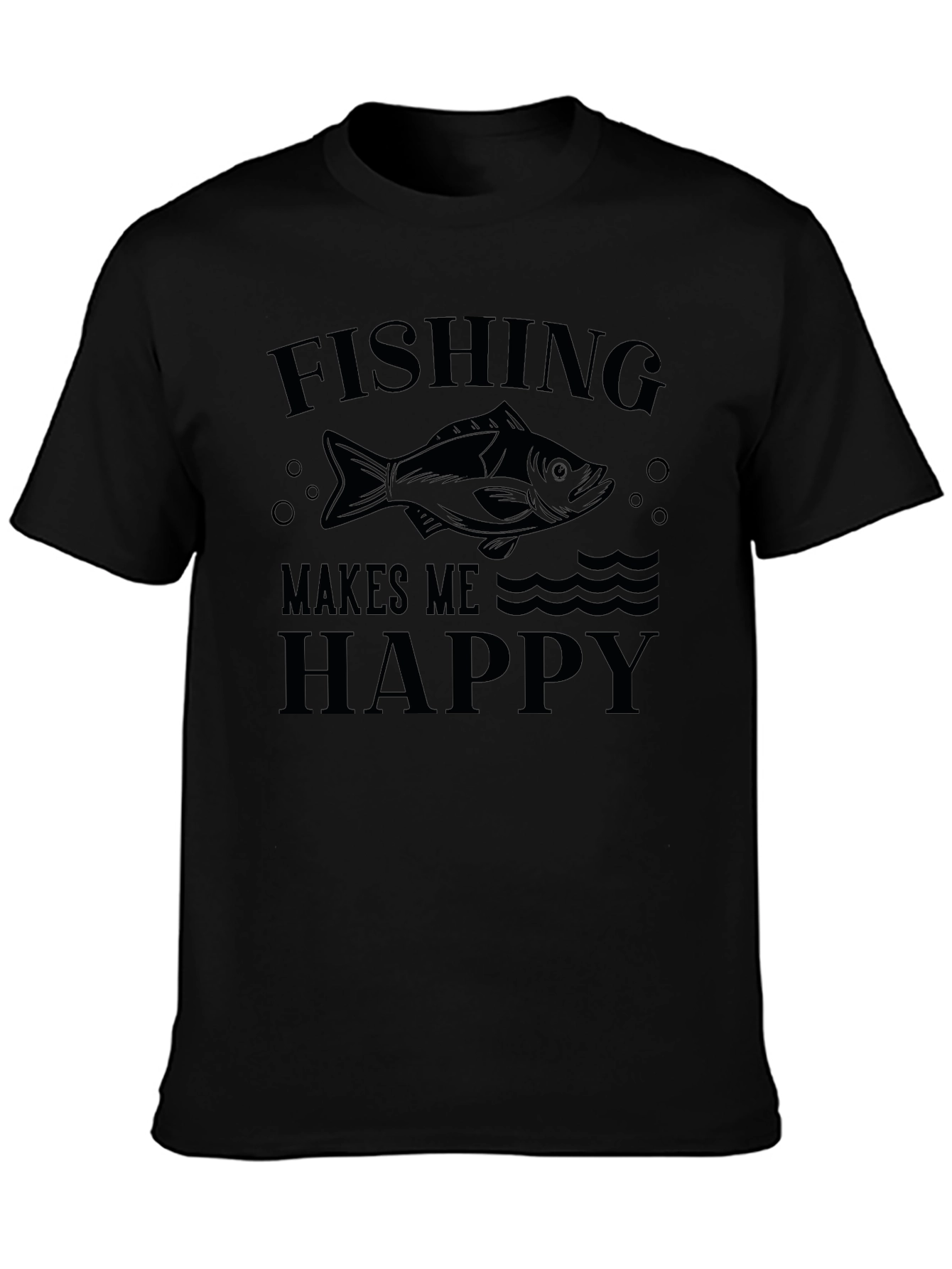 Black Fishing Makes Me Happy Graphic Tee view 3