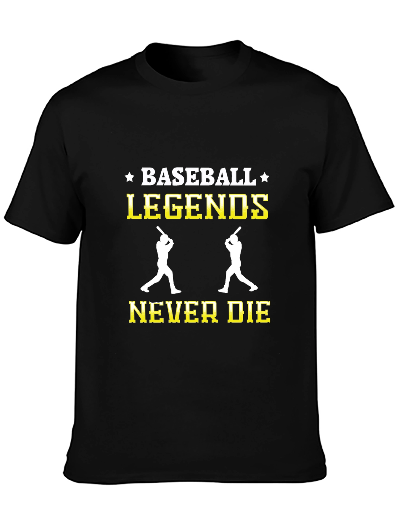 Black Baseball Legends Never Die Graphic T-Shirt view 3
