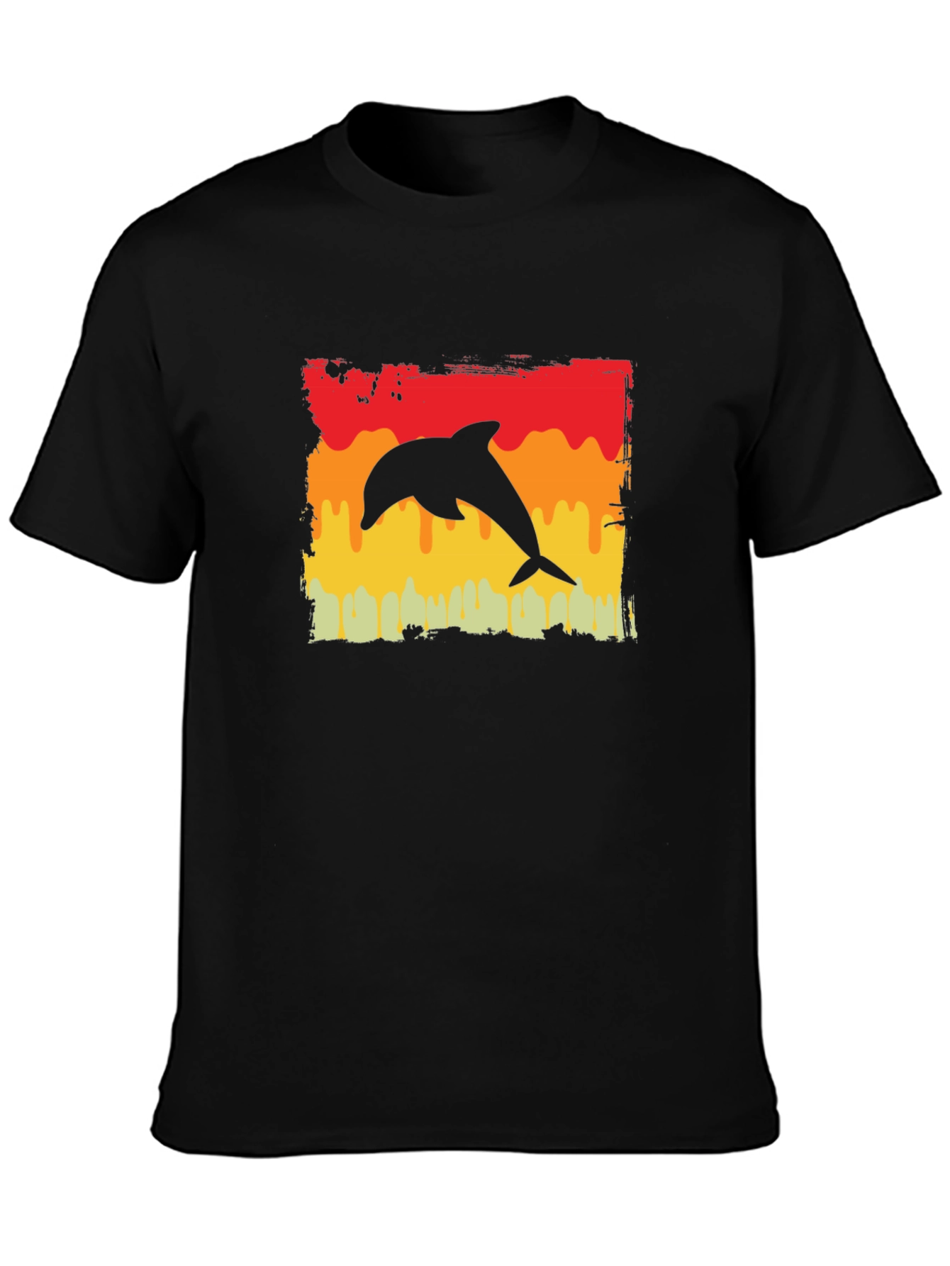 Retro Dolphin Graphic Tee -  Comfortable Black T-Shirt - 3