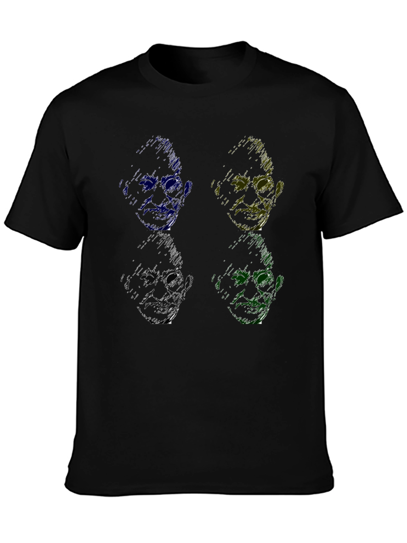 Black Pop Art Gandhi T-Shirt - Unique Scribble Design view 3
