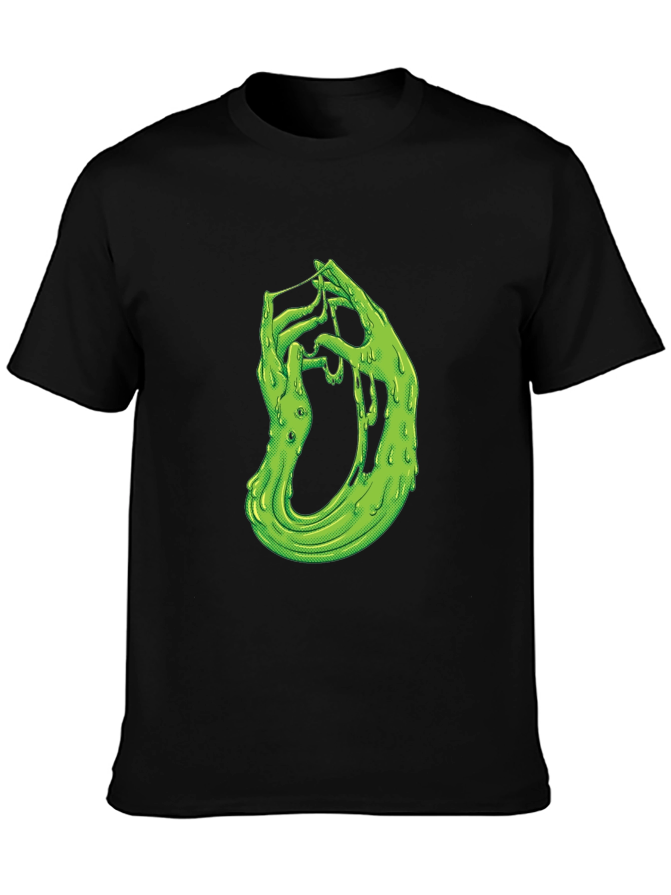 Black Gooey Green Hand Graphic Black T-Shirt view 3