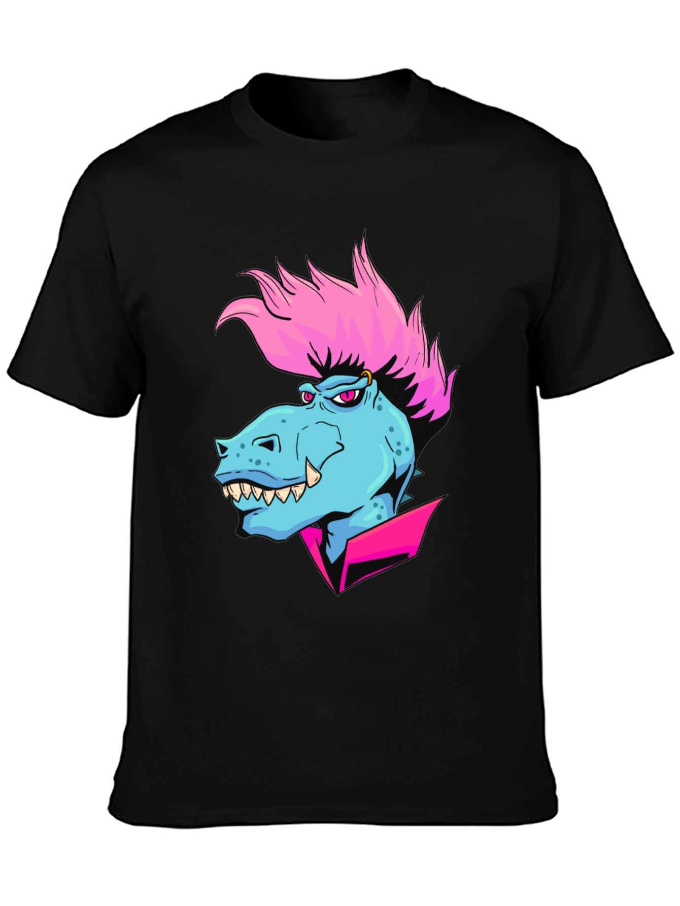 Black Cartoon Dinosaur Graphic T-Shirt view 3