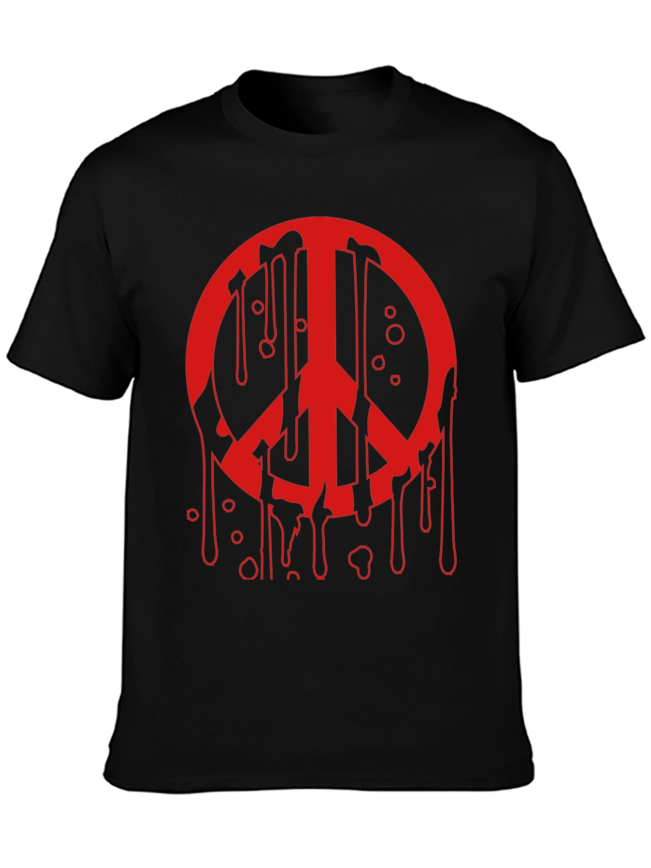 Black Peace Sign Drip Graphic Tee - Black view 3