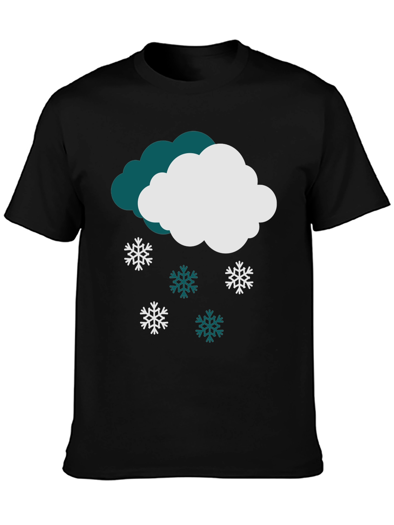 Black Snowy Cloud Graphic Tee - Winter Holiday Style view 3