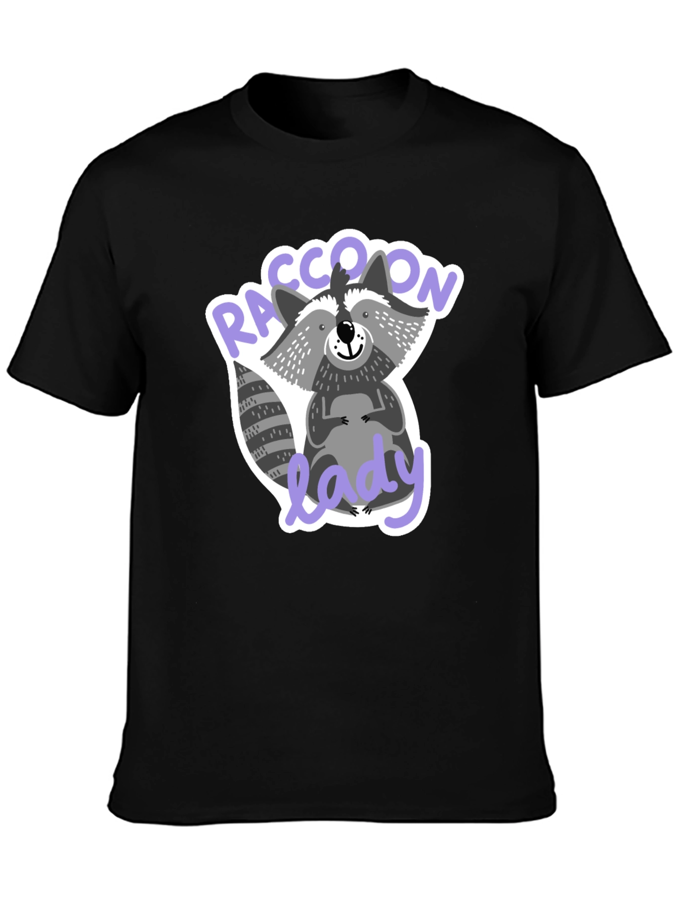 Black Raccoon Lady T-Shirt Funny Animal Lover Tee view 3