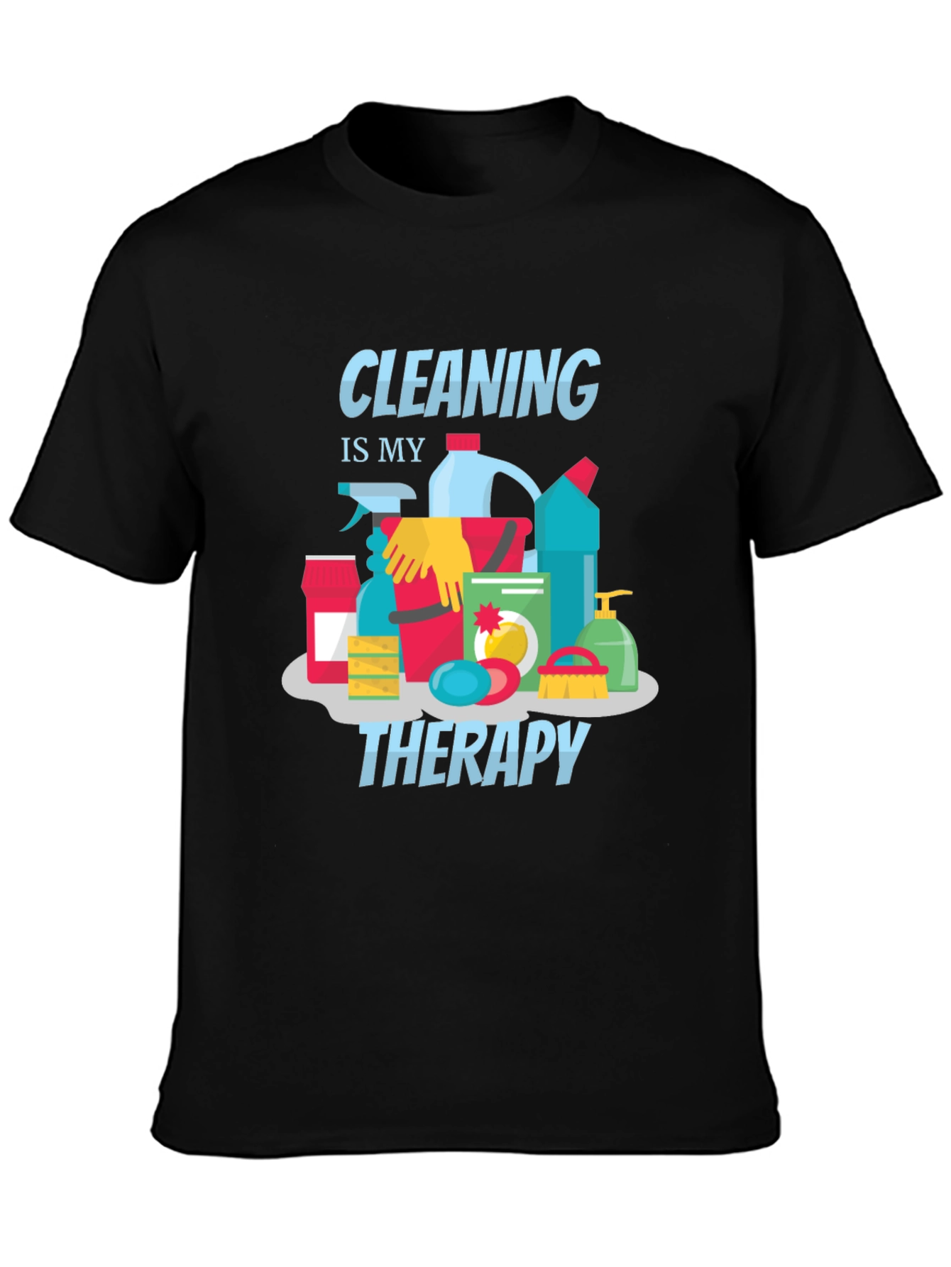 Black Cleaning is My Therapy Graphic Tee view 3