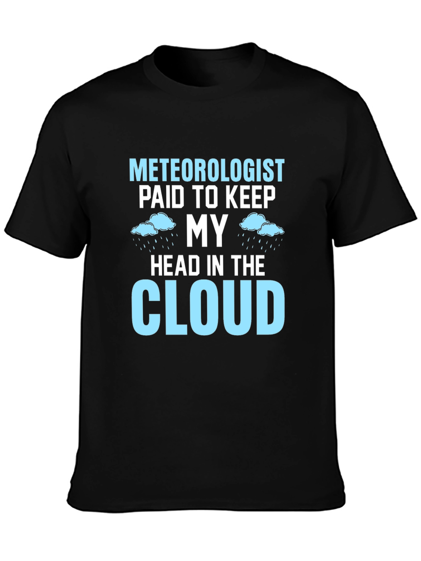 Black Meteorologist Head in Cloud Graphic T-Shirt view 3