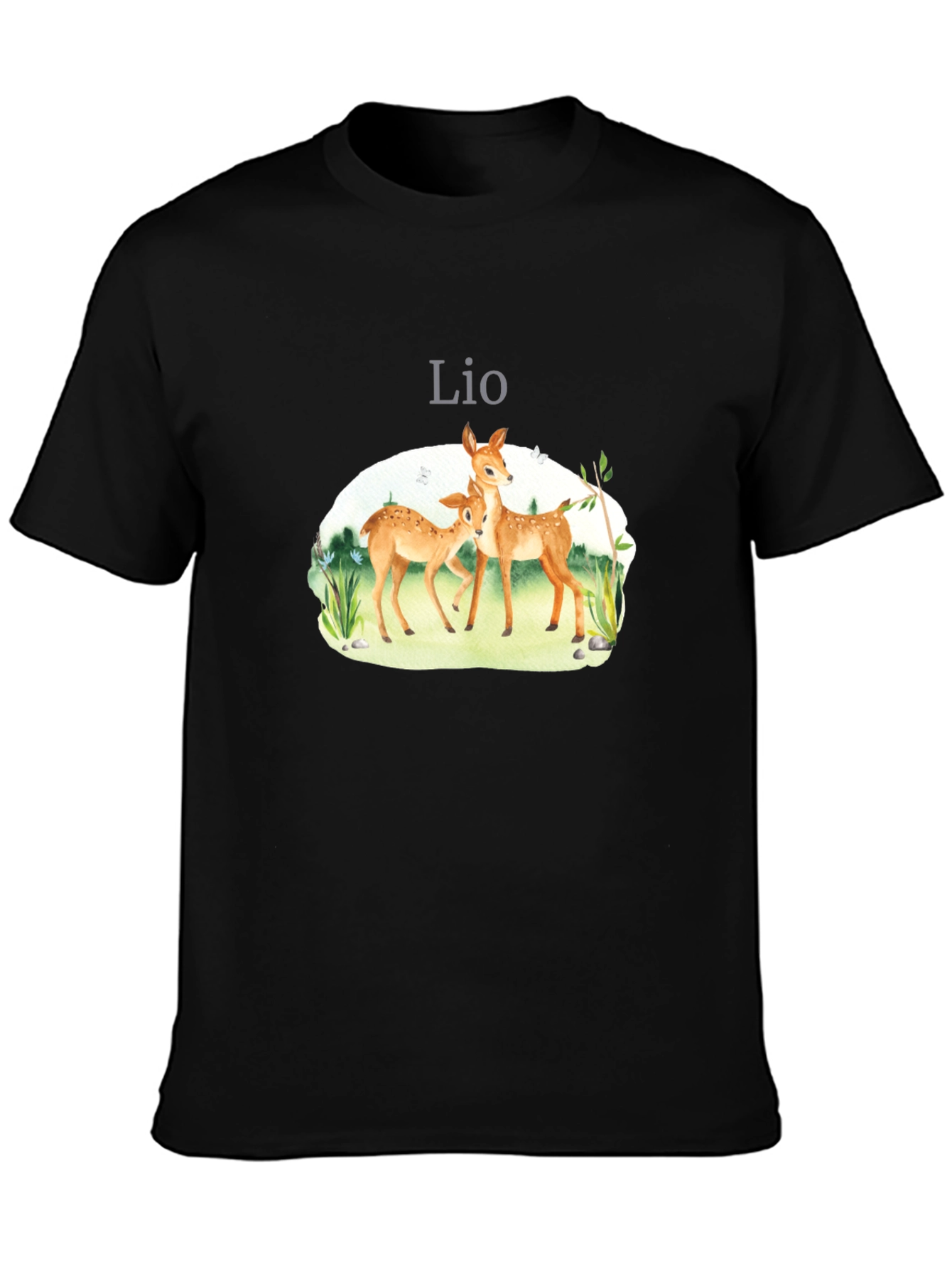 Black Lio Deer Graphic Tee - Unisex Black T-Shirt view 3