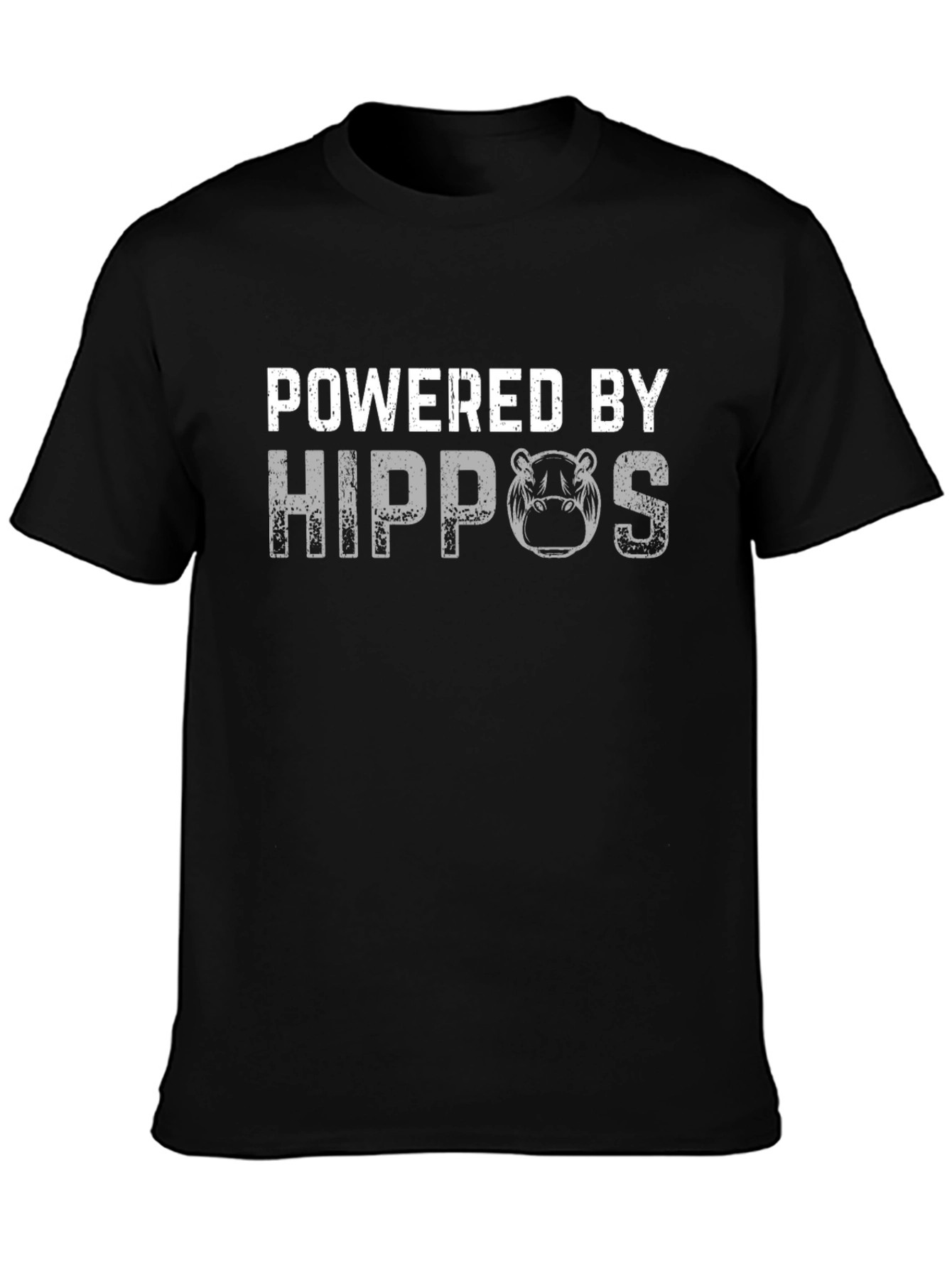 Black Powered by Hippos Graphic T-Shirt view 3