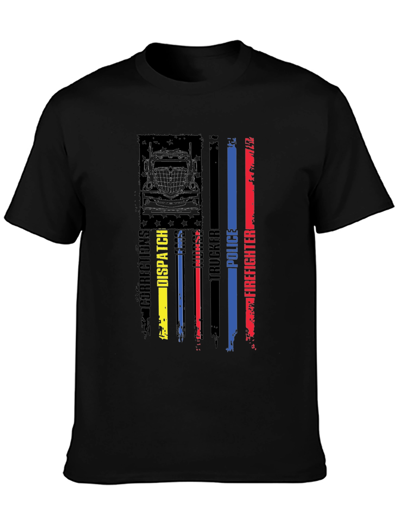 Black American Flag First Responder Graphic Tee view 3