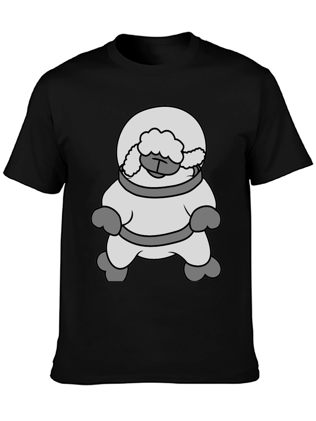 Black Astronaut Sheep Black T-Shirt view 3