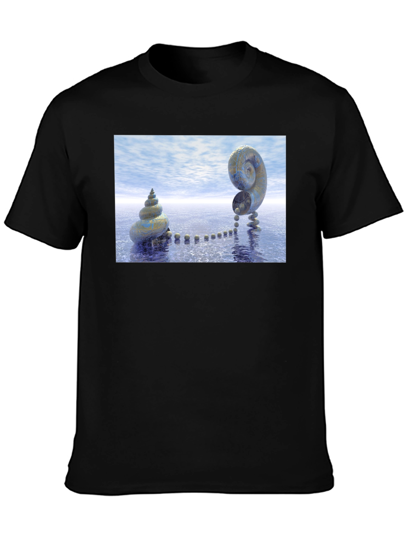 Black Spiral Shell Island T-Shirt view 3