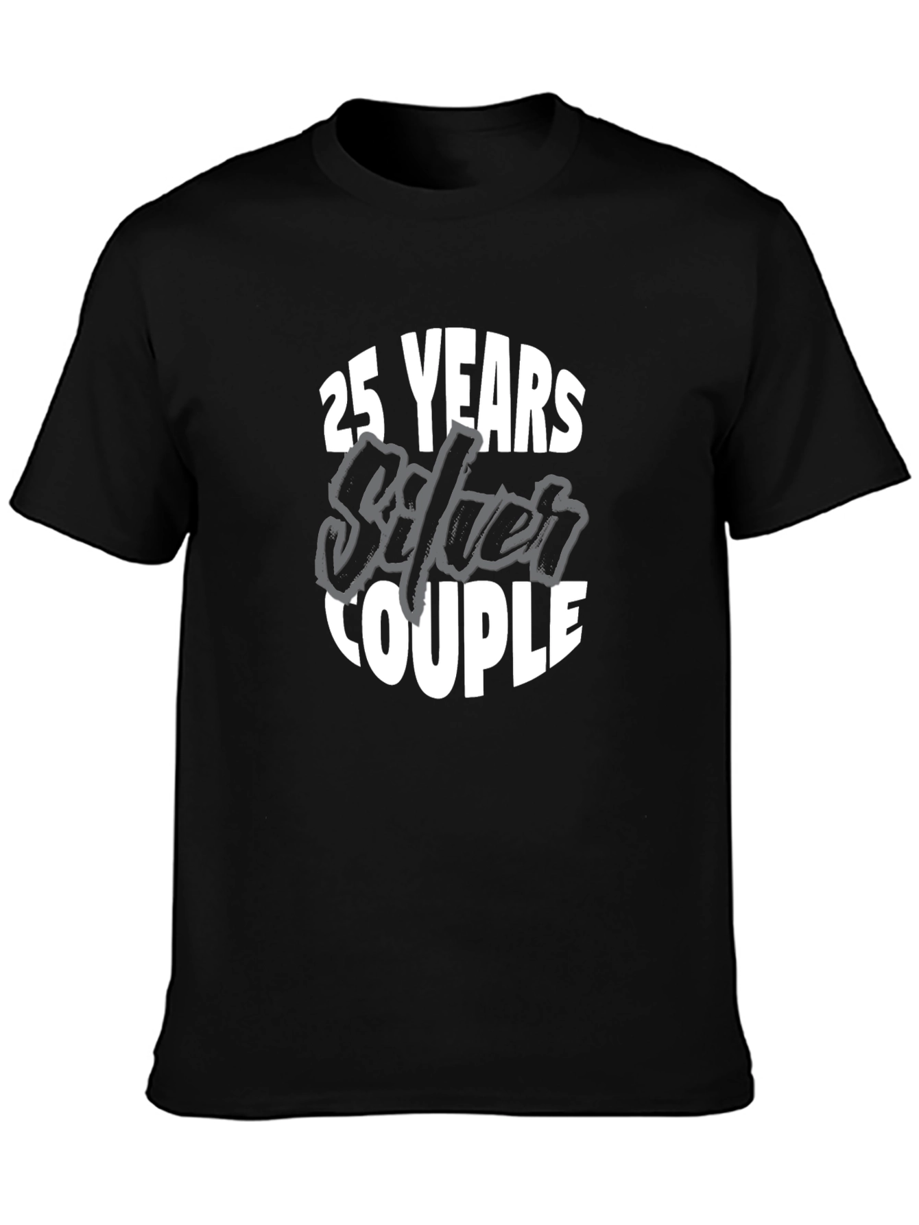 Black 25th Anniversary Silver Couple T-Shirt view 3