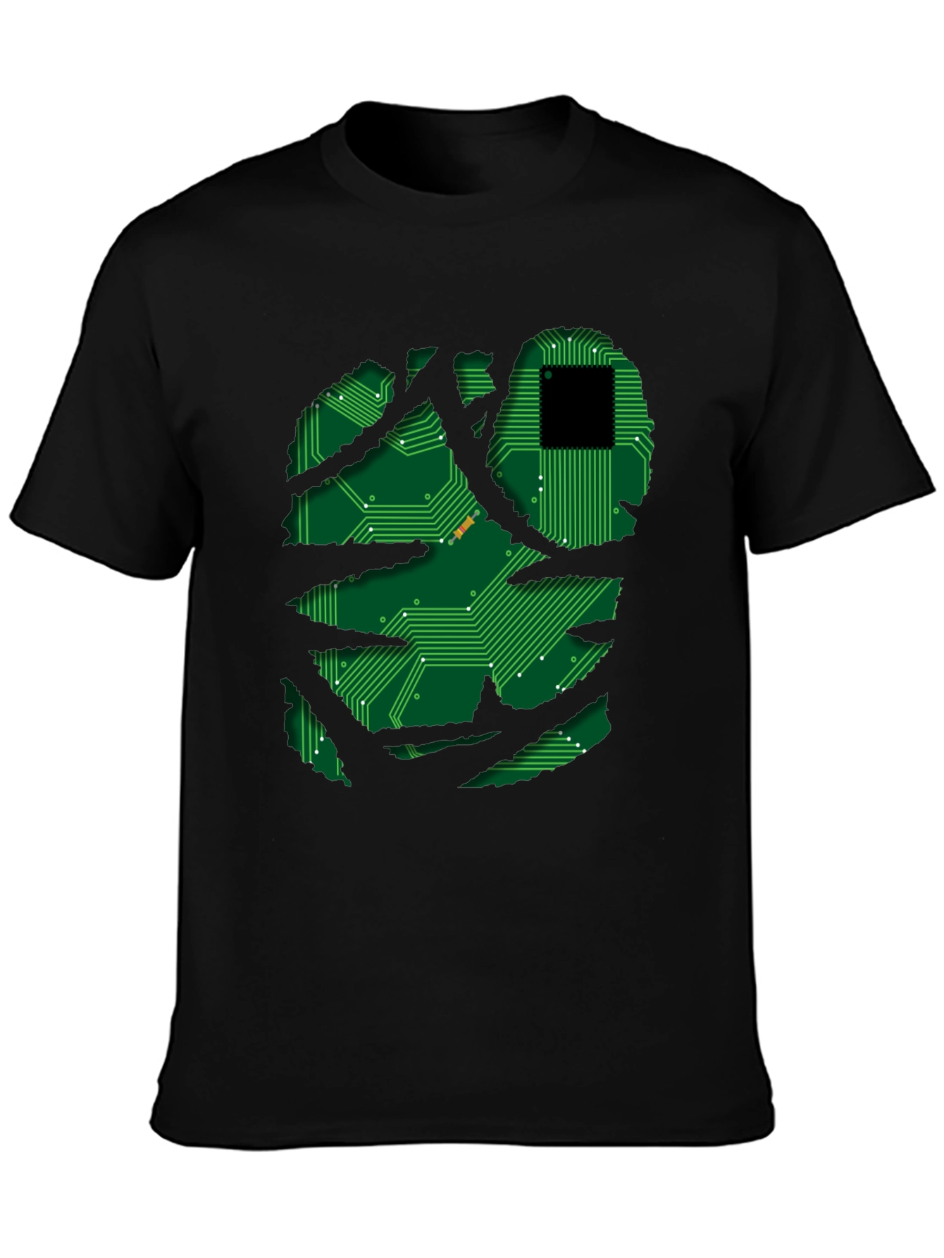 Black Tech Circuit Graphic T-Shirt view 3