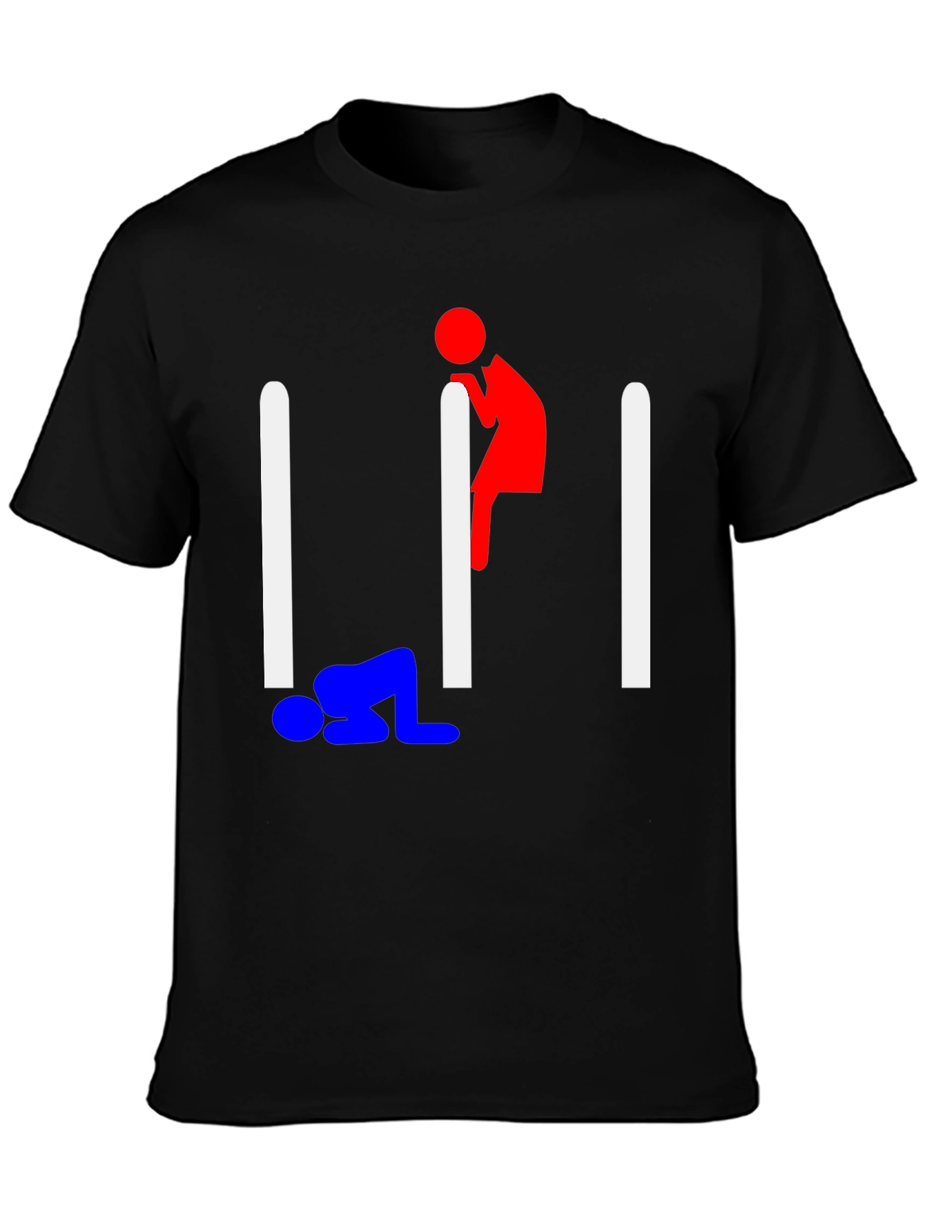 Black Humorous Stick Figure Graphic Tee - Black view 3