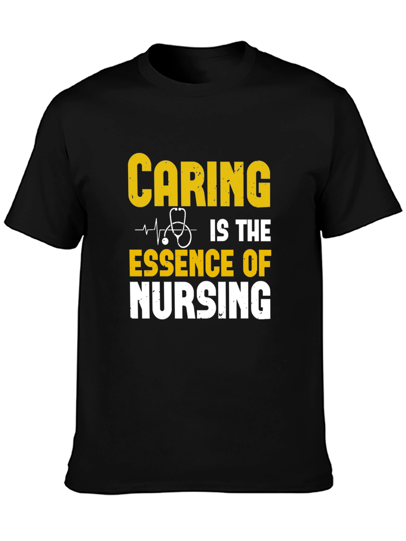 Black Caring is Essence of Nursing Black T-Shirt view 3