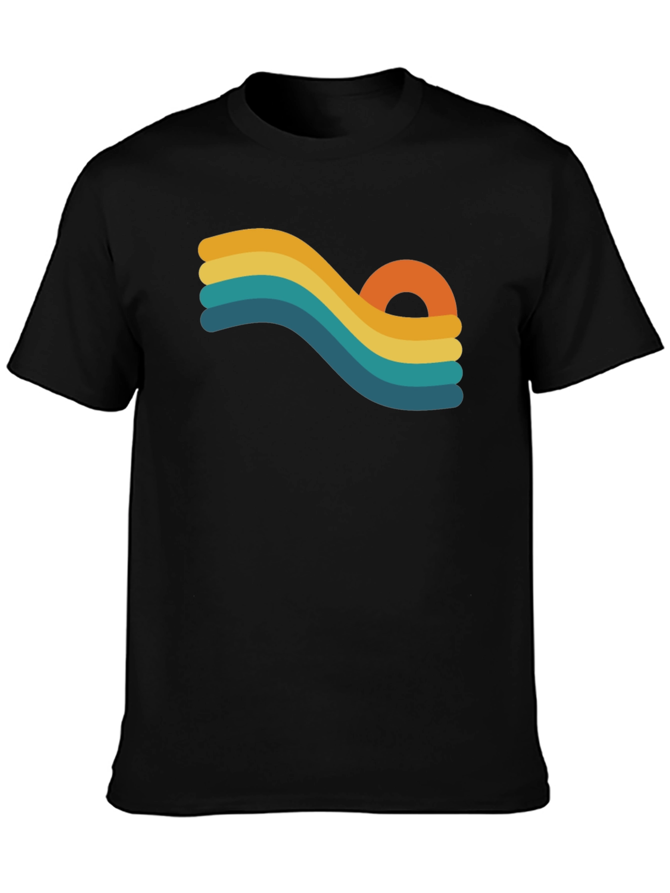 Black Retro Wave Graphic Black T-Shirt view 3