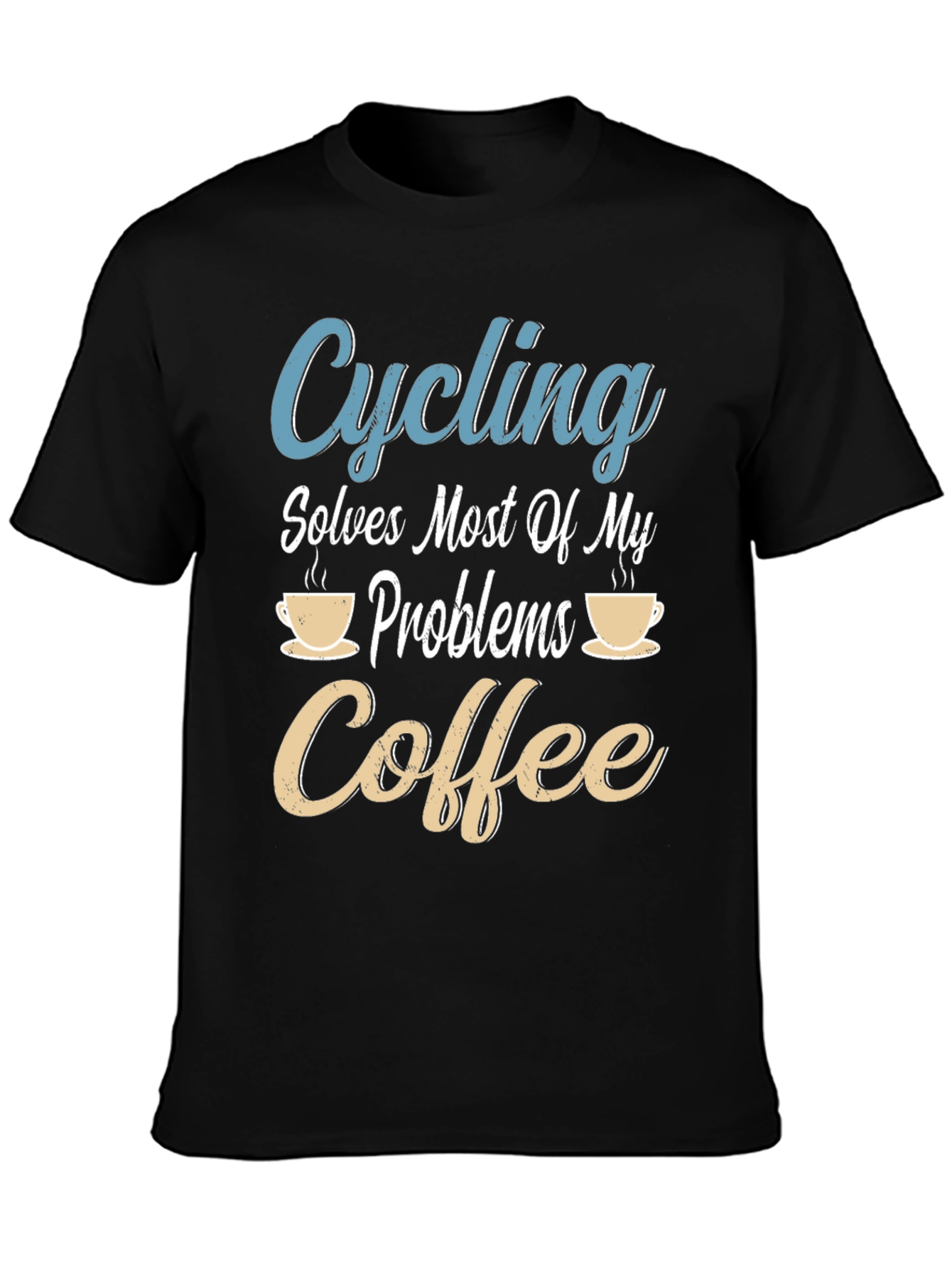 Black Cycling & Coffee T-Shirt: Solves Most Problems view 3