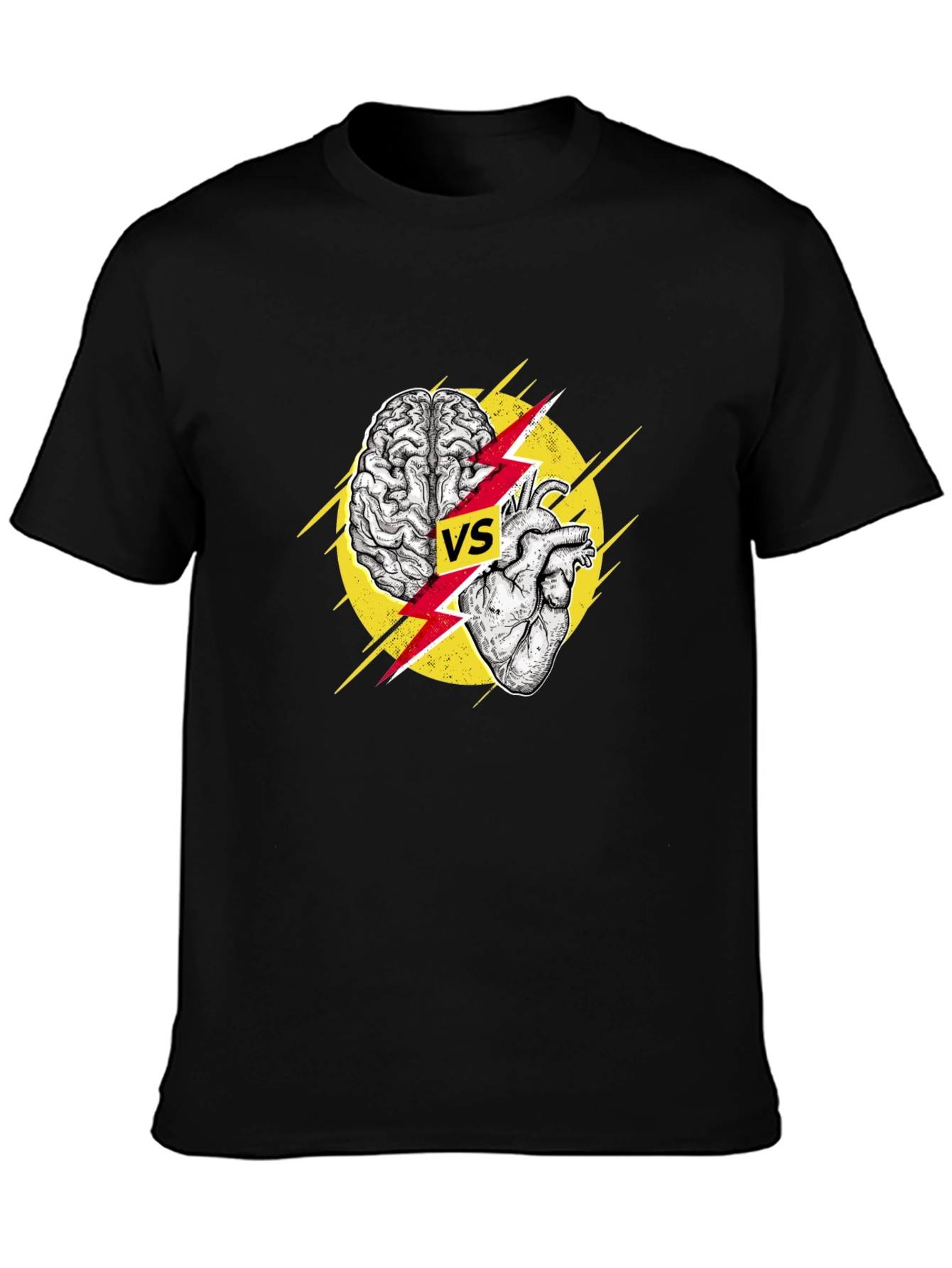 Black Brain vs Heart Graphic T-Shirt - Logic Meets Passion view 3