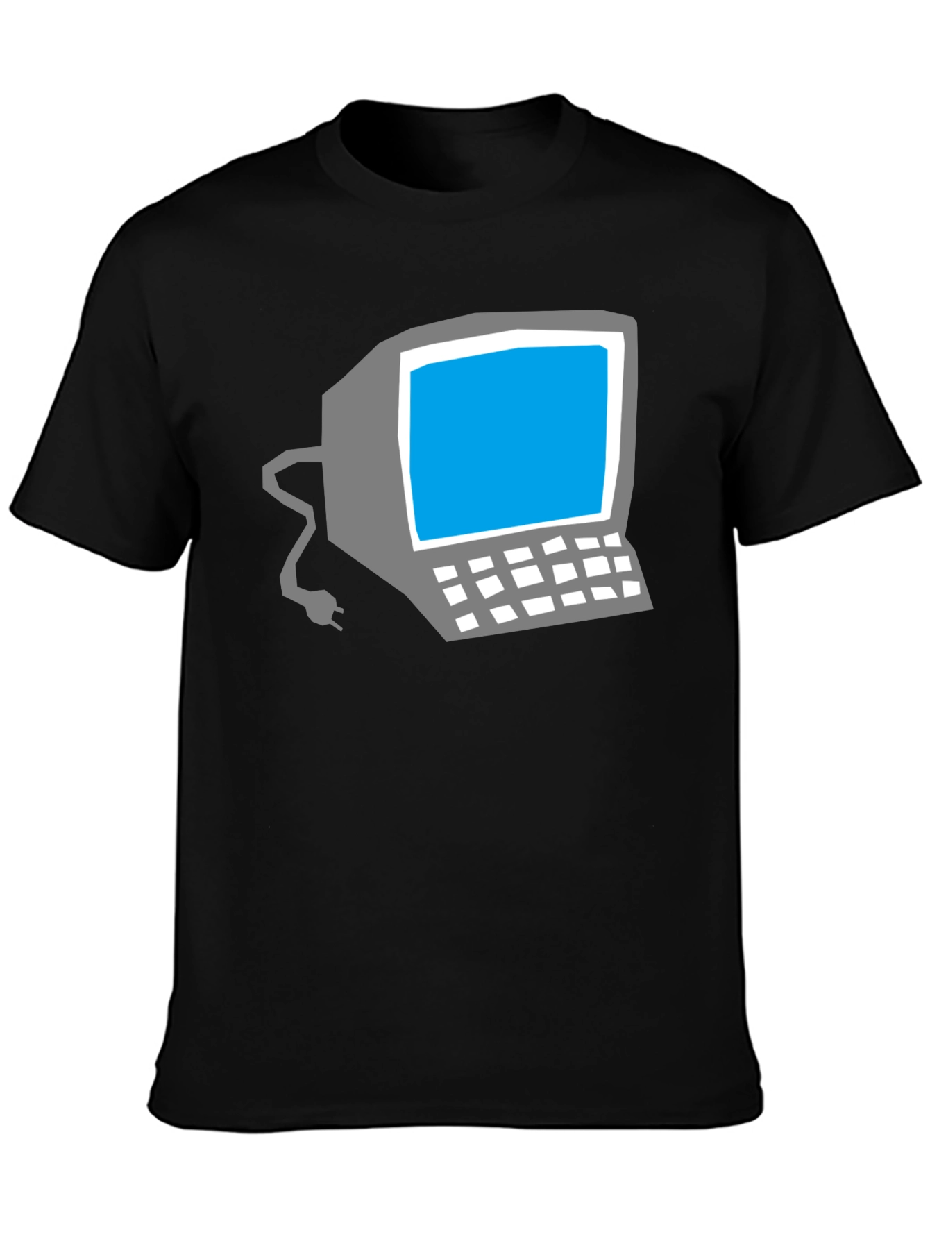 Black Retro Computer Graphic Tee - Classic Geek Style view 3