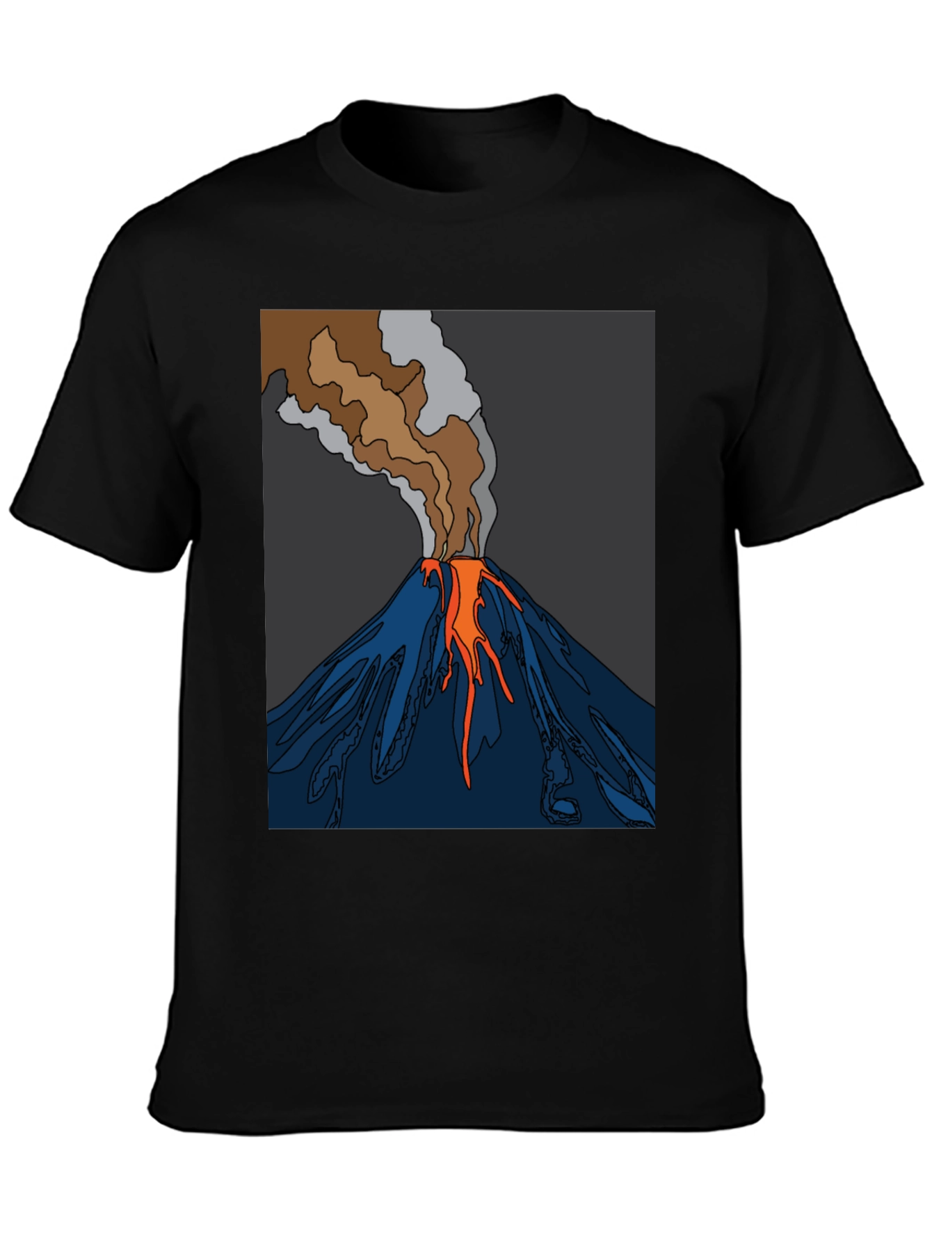 Black Volcano Graphic T-Shirt - Black Crew Neck Tee view 3