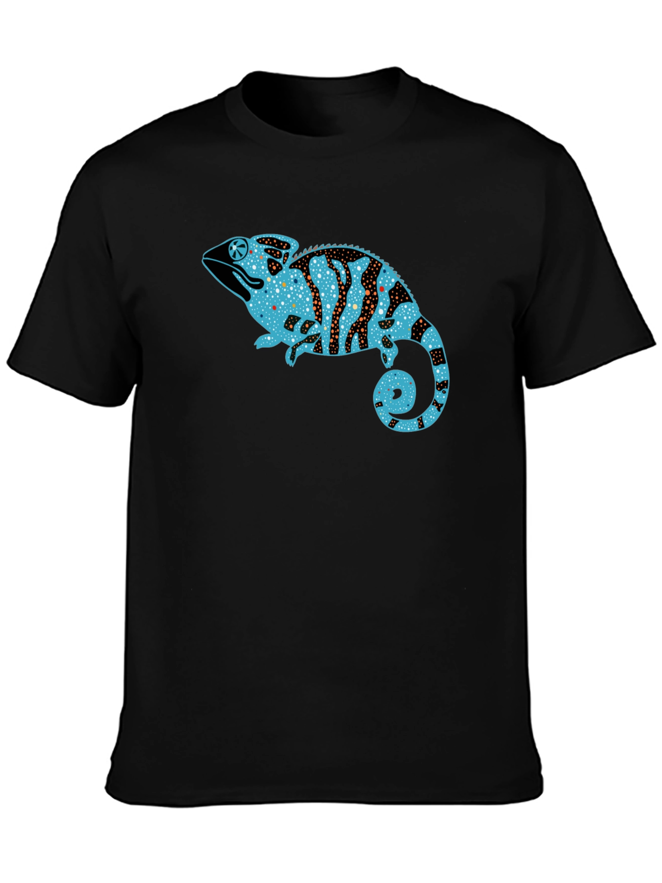 Black Chameleon Graphic Print Black T-Shirt view 3
