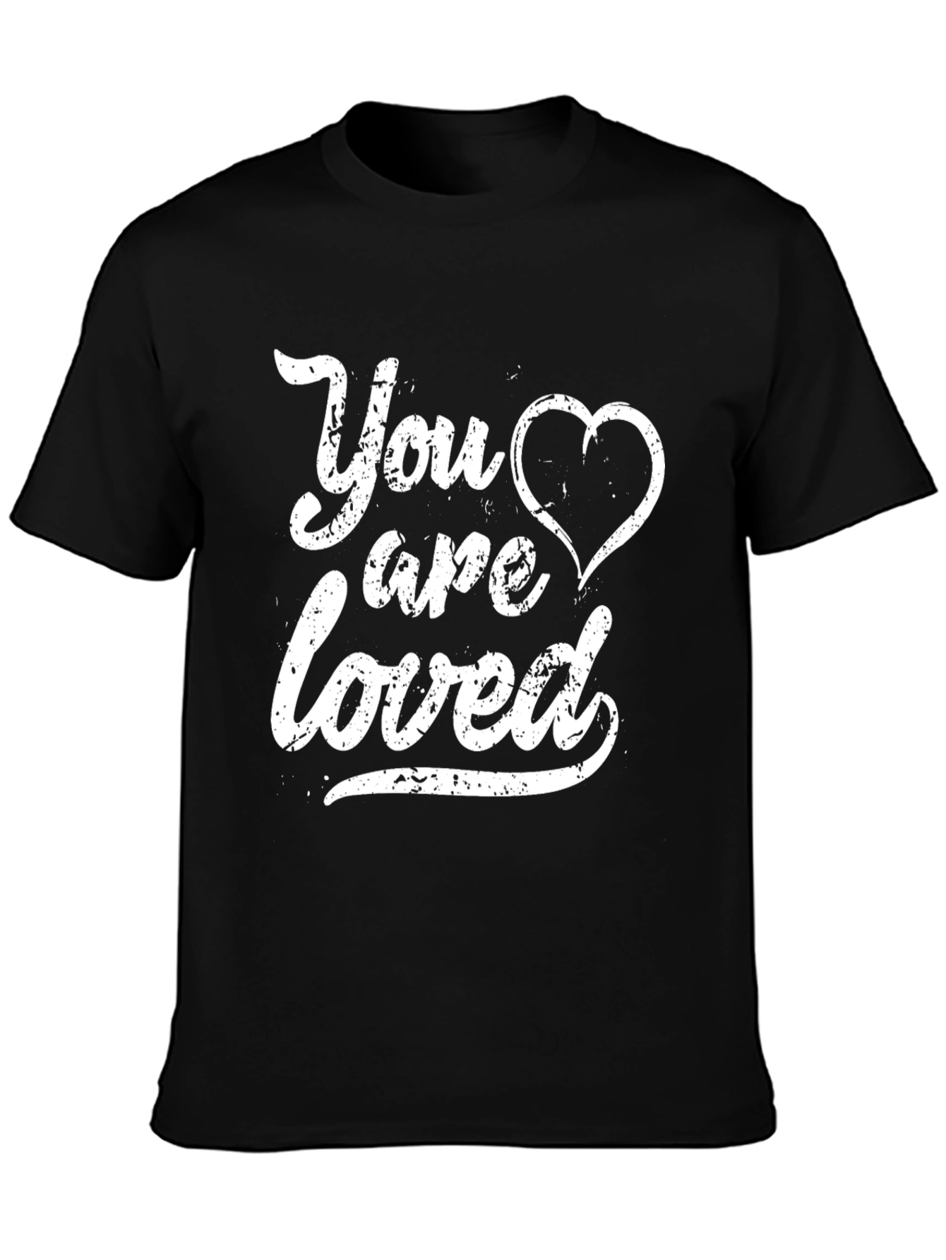 Black You Are Loved Graphic Tee - Black Cotton T-Shirt view 3