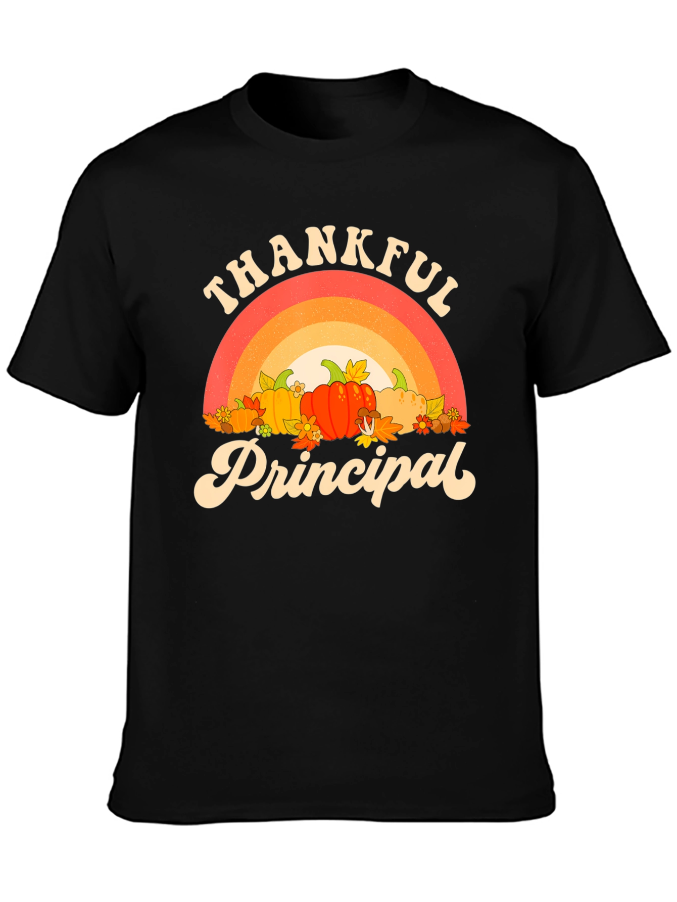 Black Thankful Principal T-Shirt, Fall Theme view 3