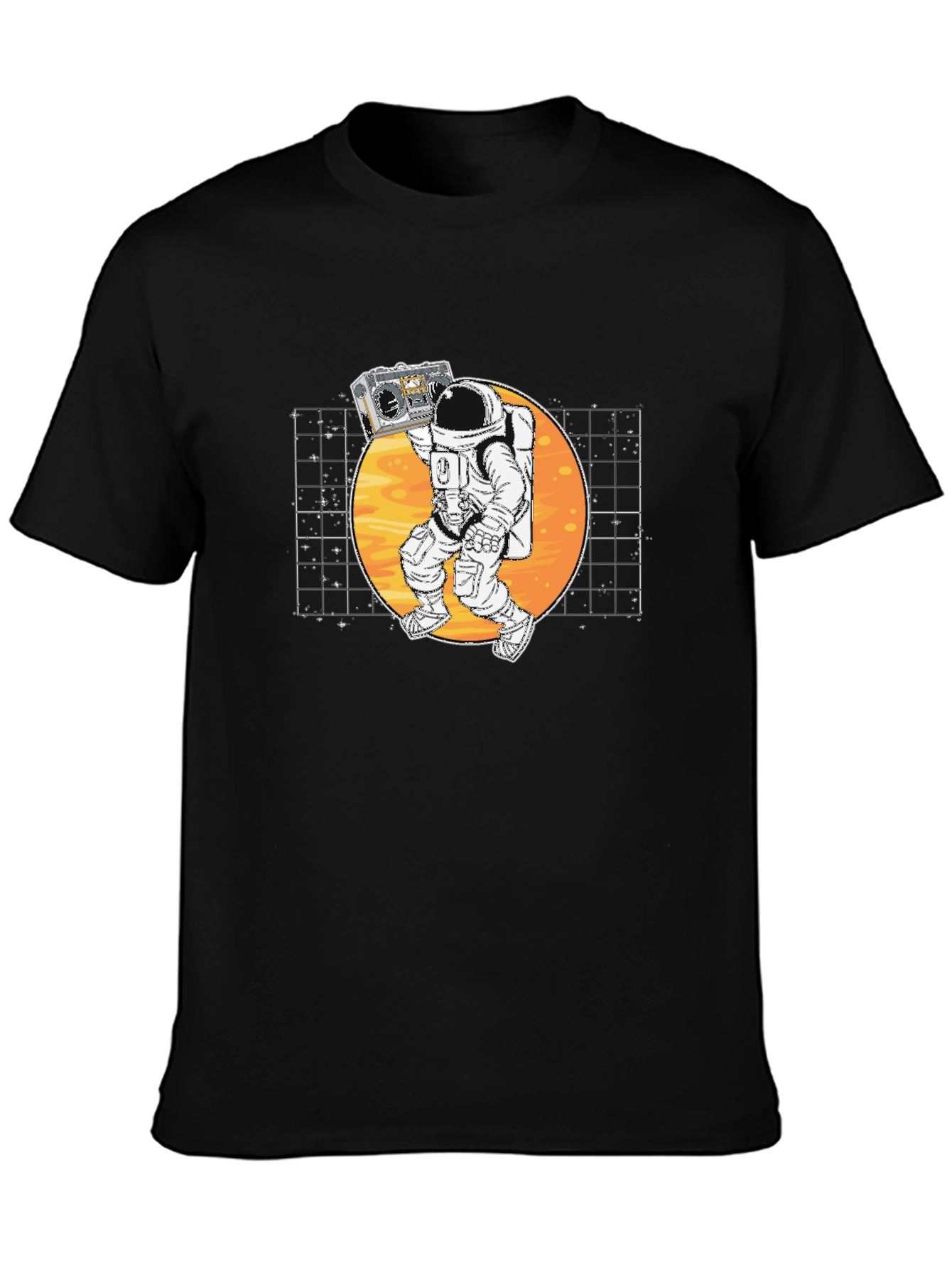 Black Astronaut Boombox Graphic T-Shirt - Retro Space Design view 3