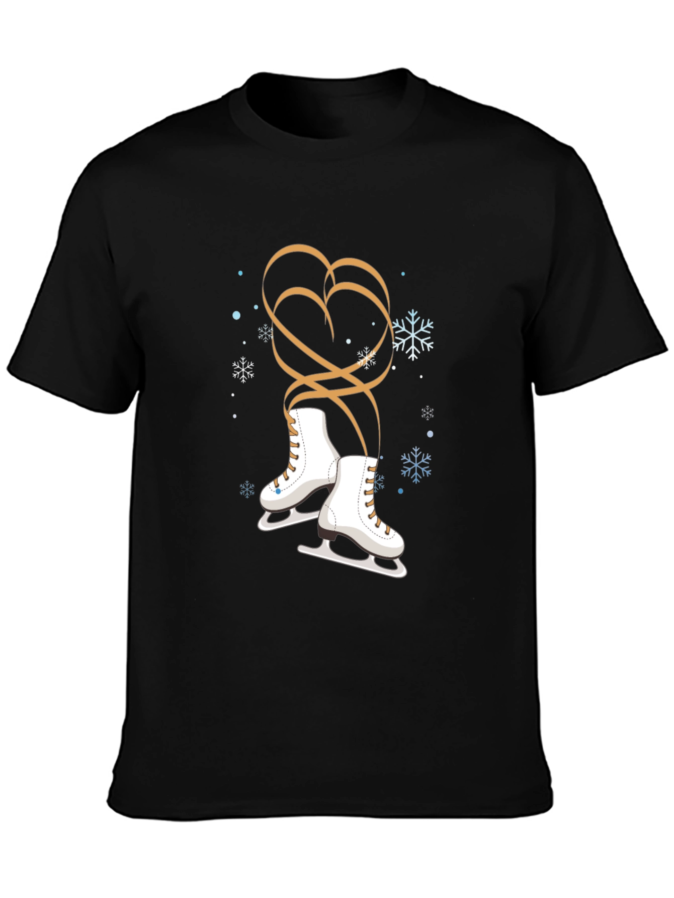 Black Winter Ice Skating Heart T-Shirt view 3