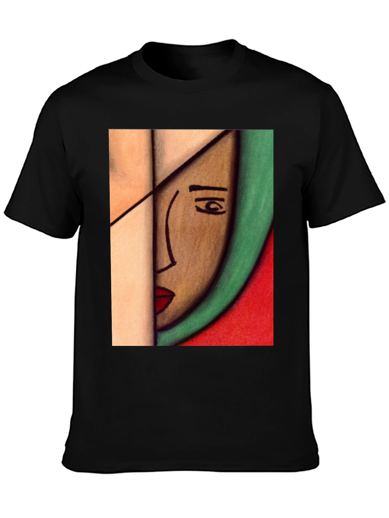 Black Abstract Art Face T-Shirt view 3