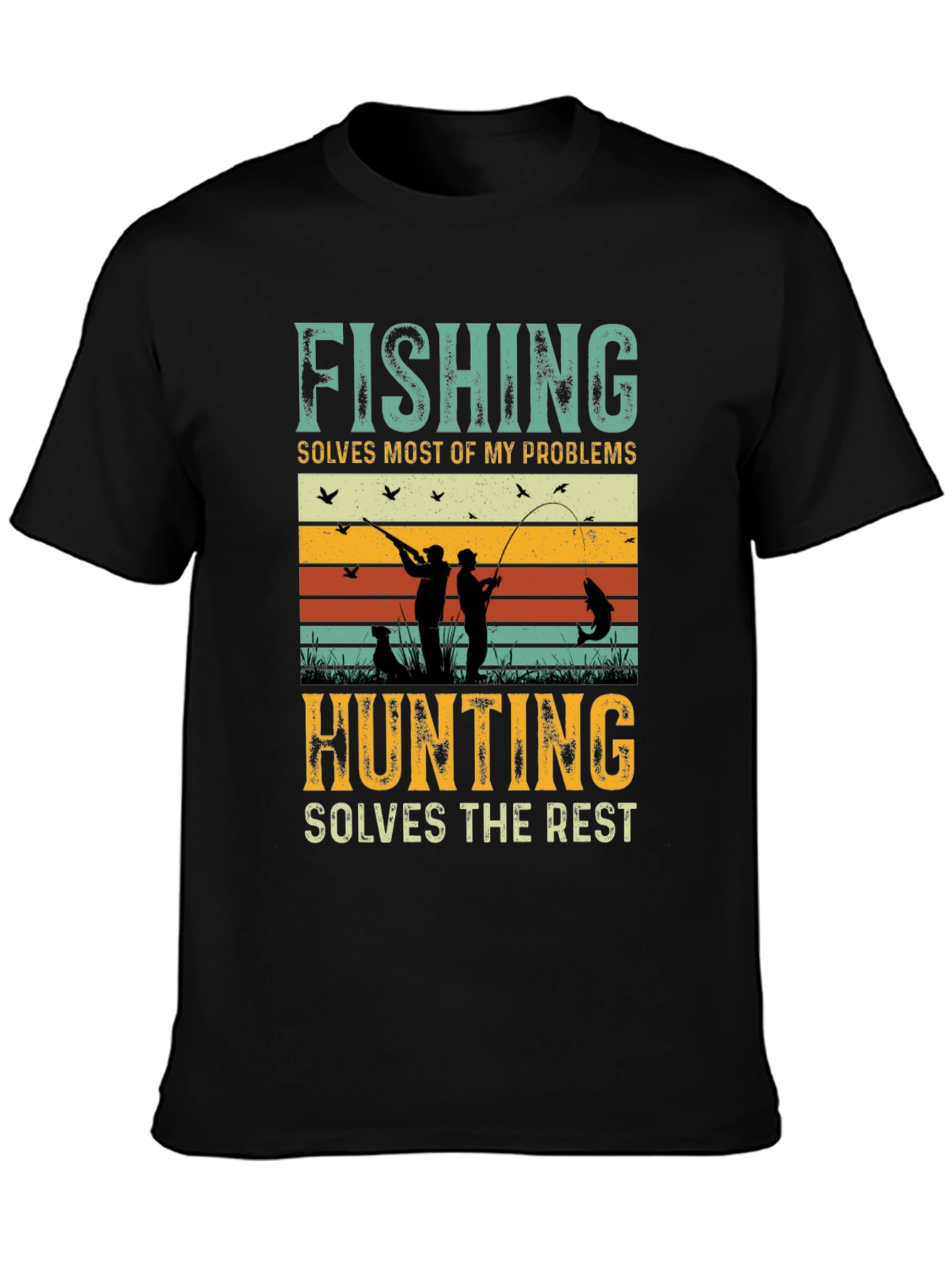 Black Fishing and Hunting Graphic Tee view 3