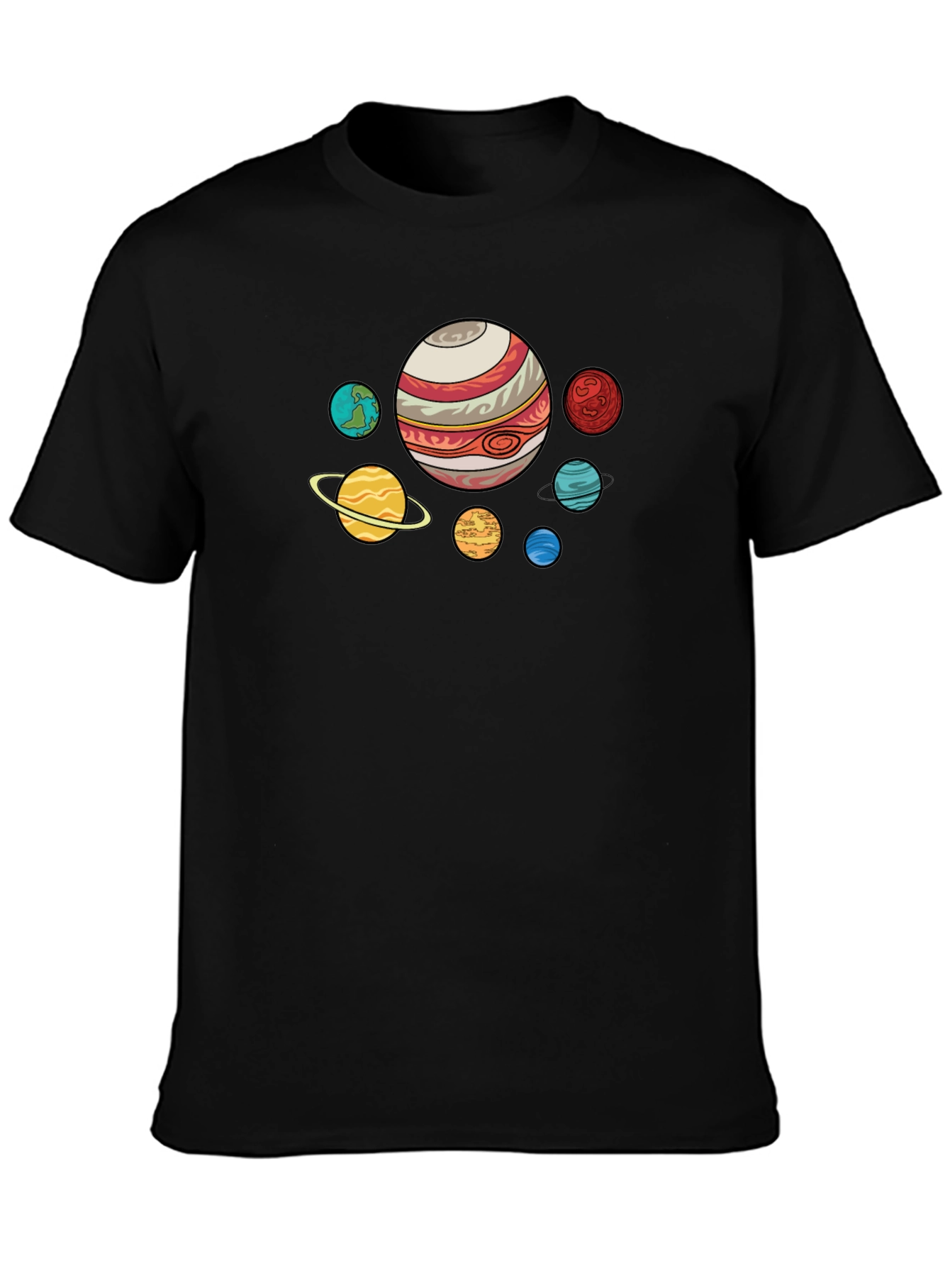 Black Planets Graphic Print Black T-Shirt view 3