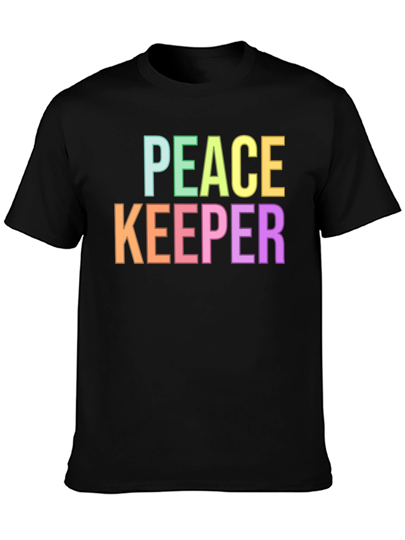 Black Peace Keeper Colorful Graphic Tee - Black Shirt view 3