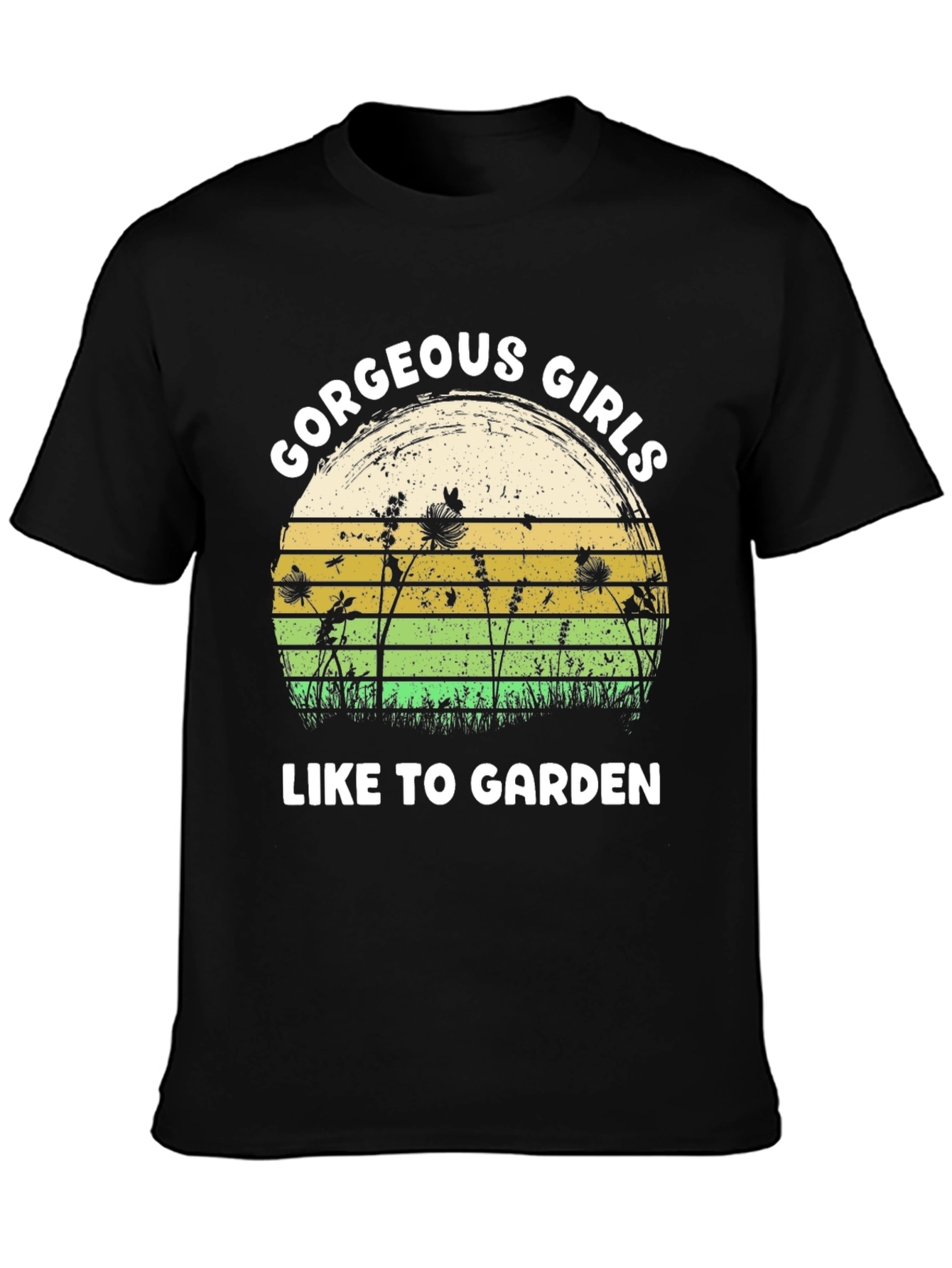Black Gorgeous Girls Garden Graphic Tee - Black Cotton T-Shirt view 3