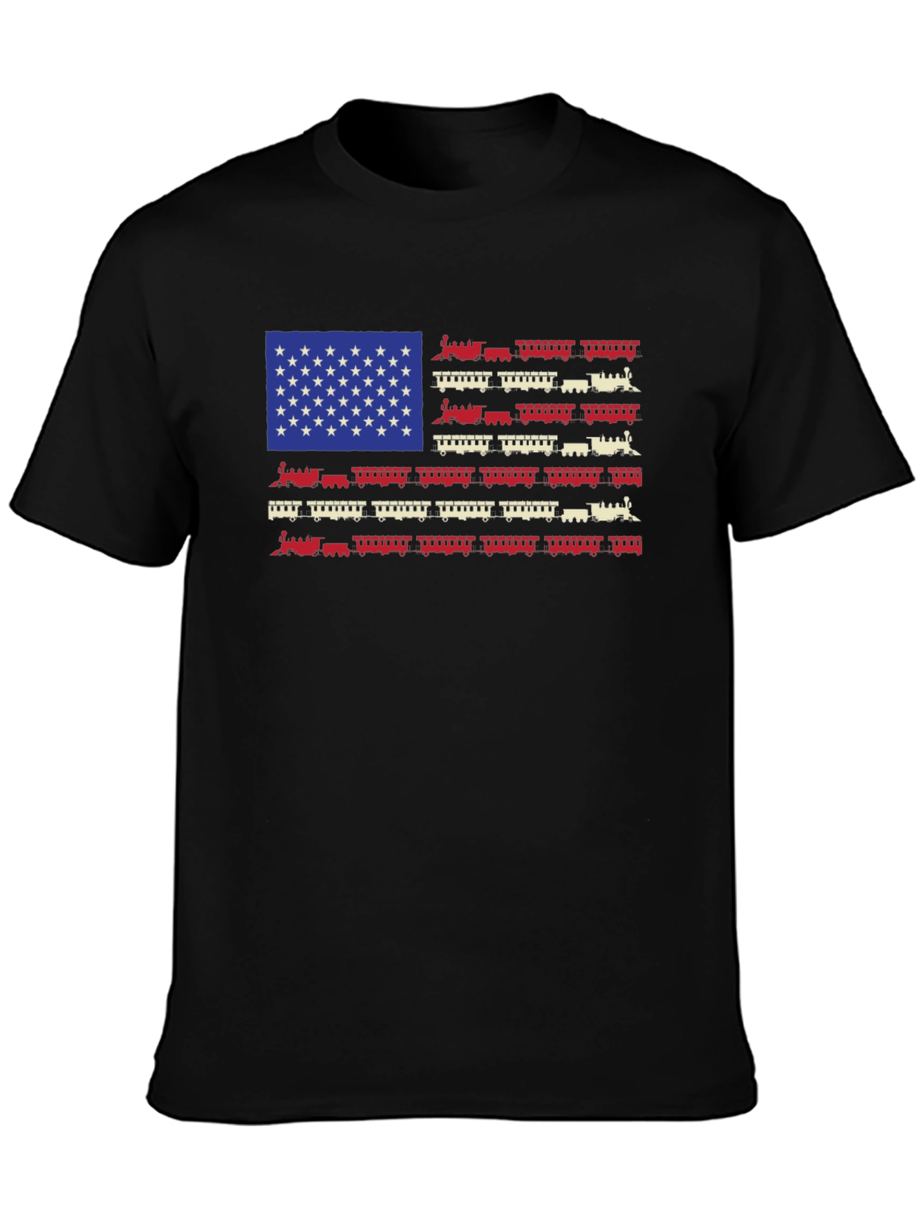 Black American Flag Train Graphic Tee view 3