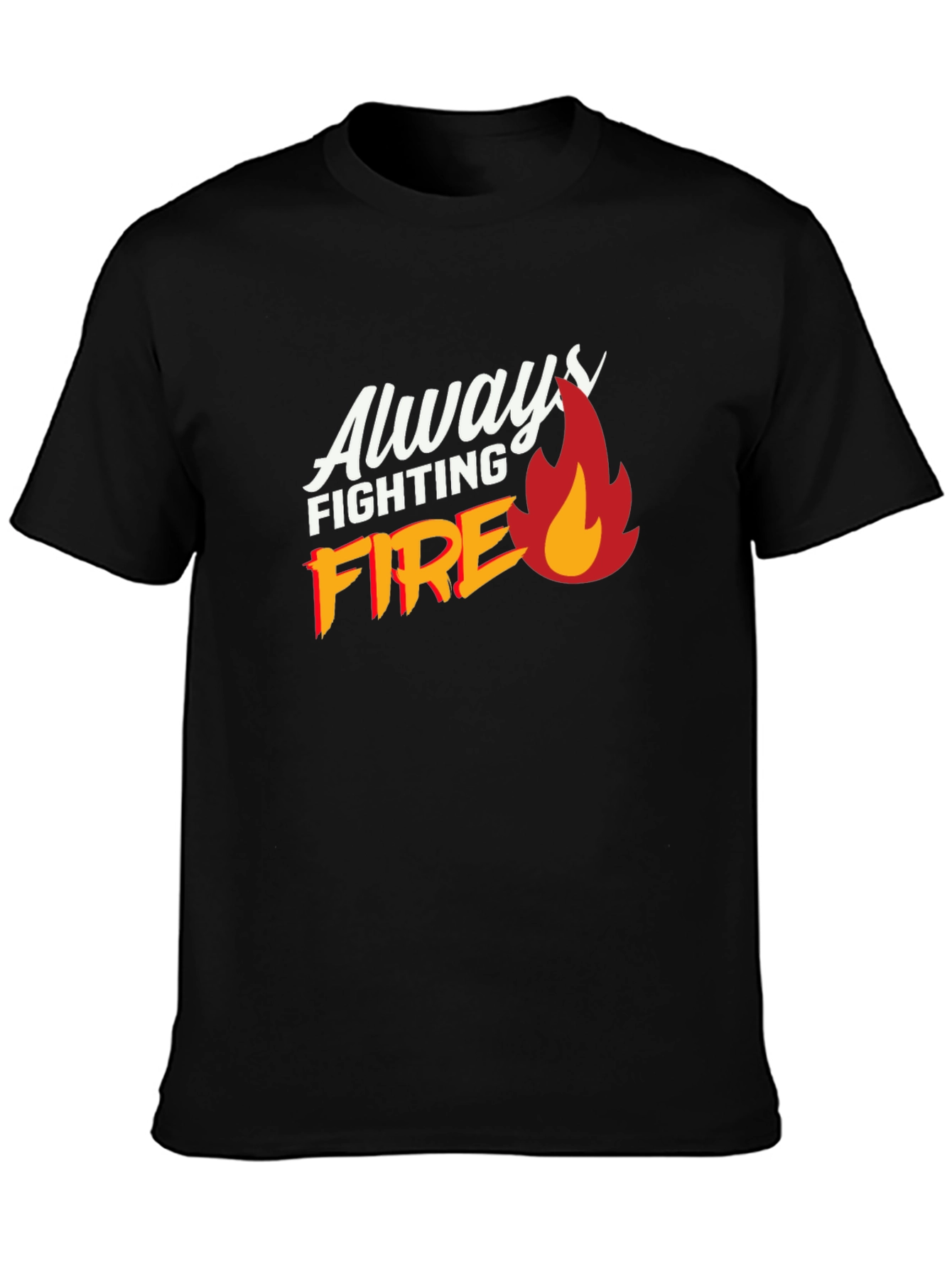 Black Always Fighting Fire Graphic Print Black T-Shirt view 3