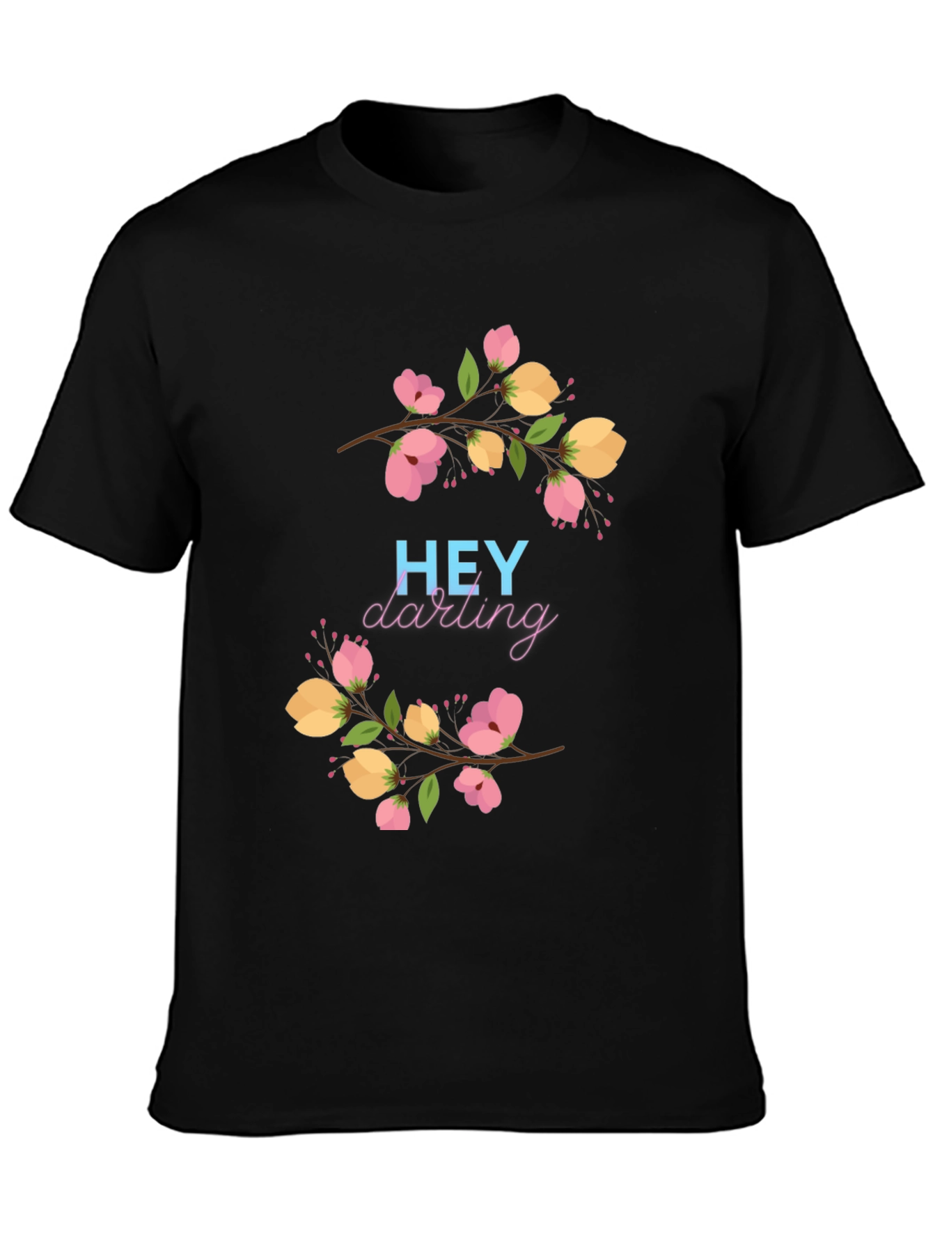 Black Hey Darling Floral Graphic Black T-Shirt view 3