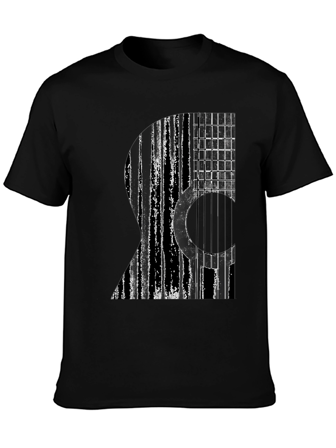 Black Acoustic Guitar Graphic Tee - Black view 3