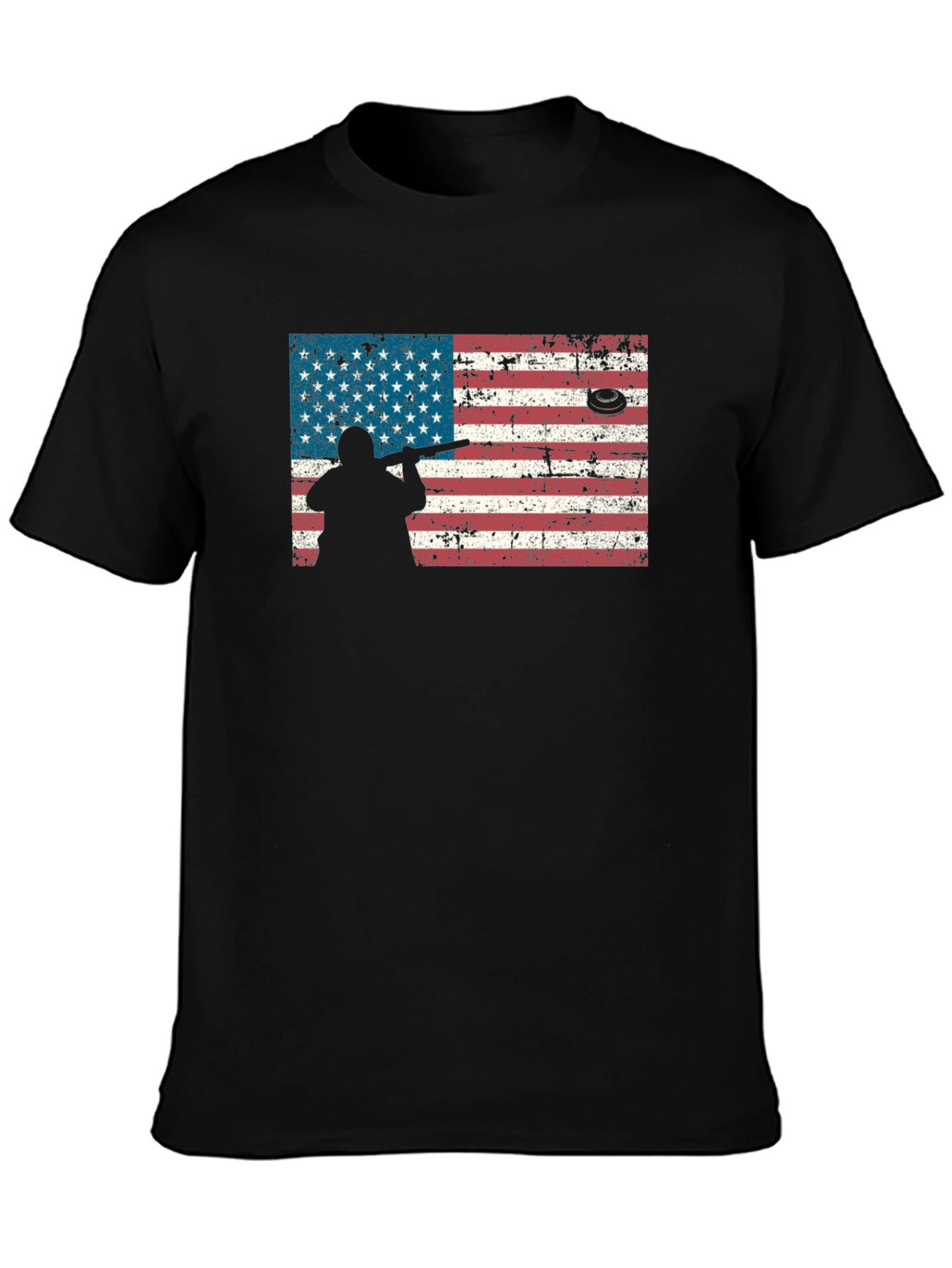 Black American Flag Skeet Shooting T-Shirt view 3