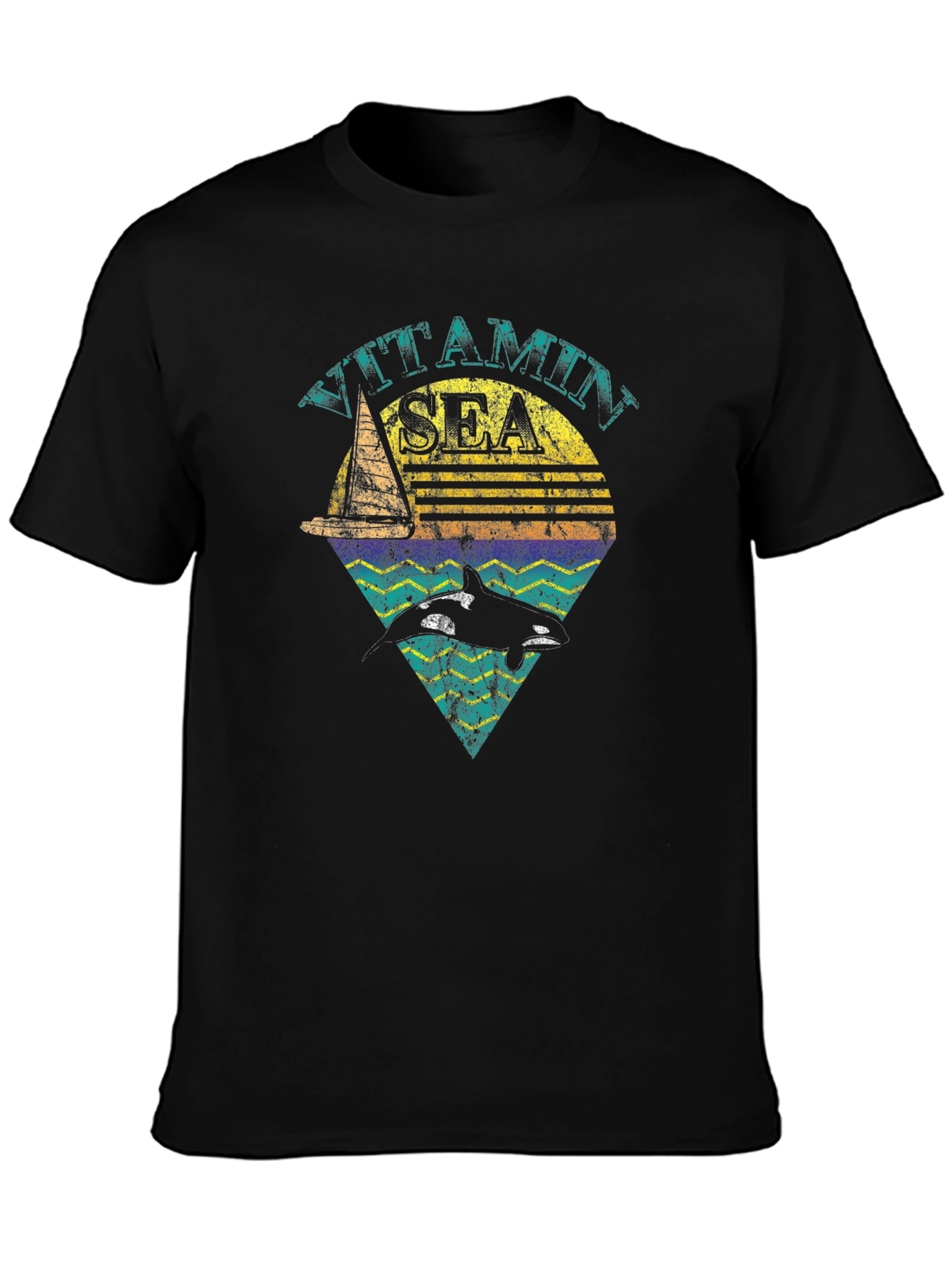 Black Vitamin Sea Orca T-Shirt - Nautical Design view 3