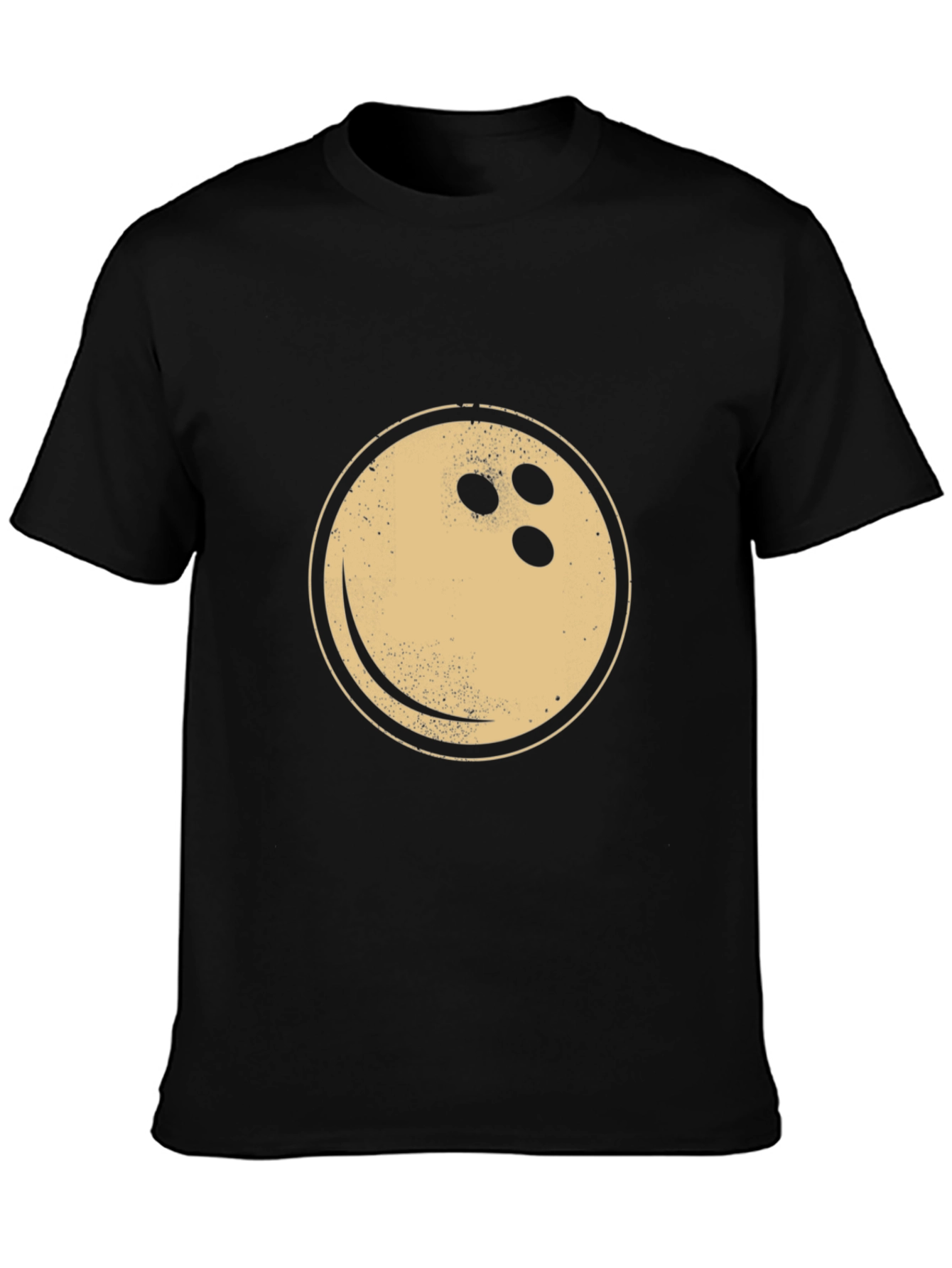 Black Bowling Ball Graphic Tee - Vintage Style Black T-Shirt view 3